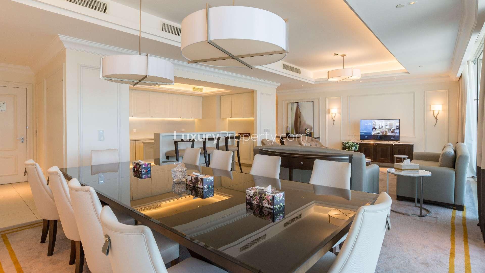 Luxurious dining area in 4-bedroom penthouse, The Address BLVD, Downtown Dubai, for rent