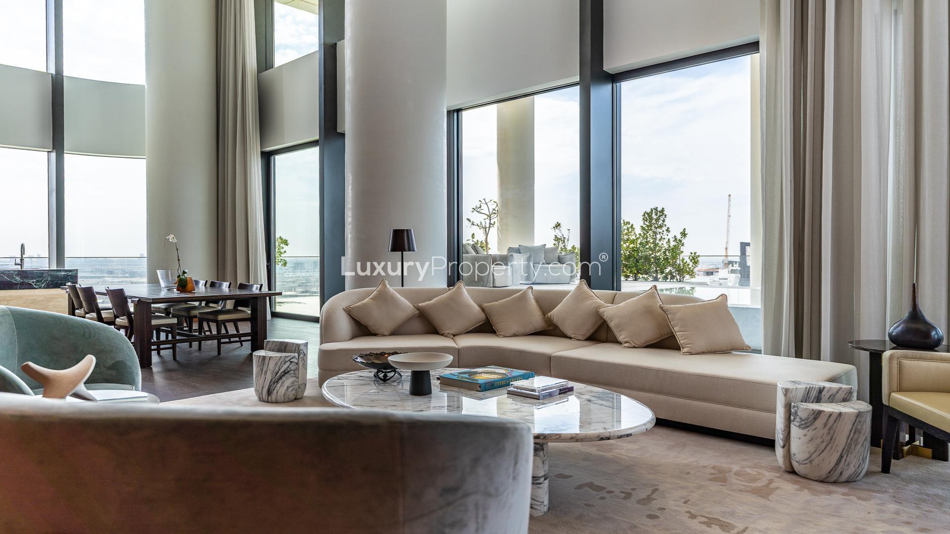 Penthouse terrace view of Business Bay skyline, The Lana Dorchester Collection, Dubai