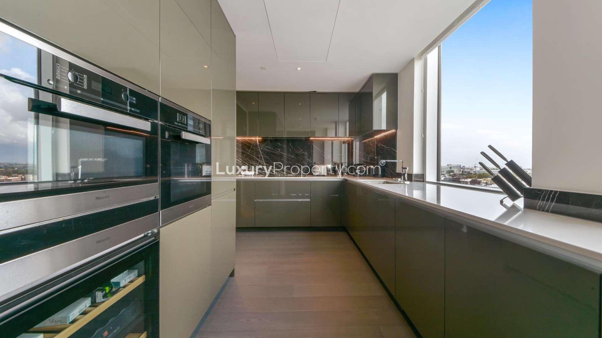 Luxurious dining area with city views in Kensington penthouse, Edward House, London