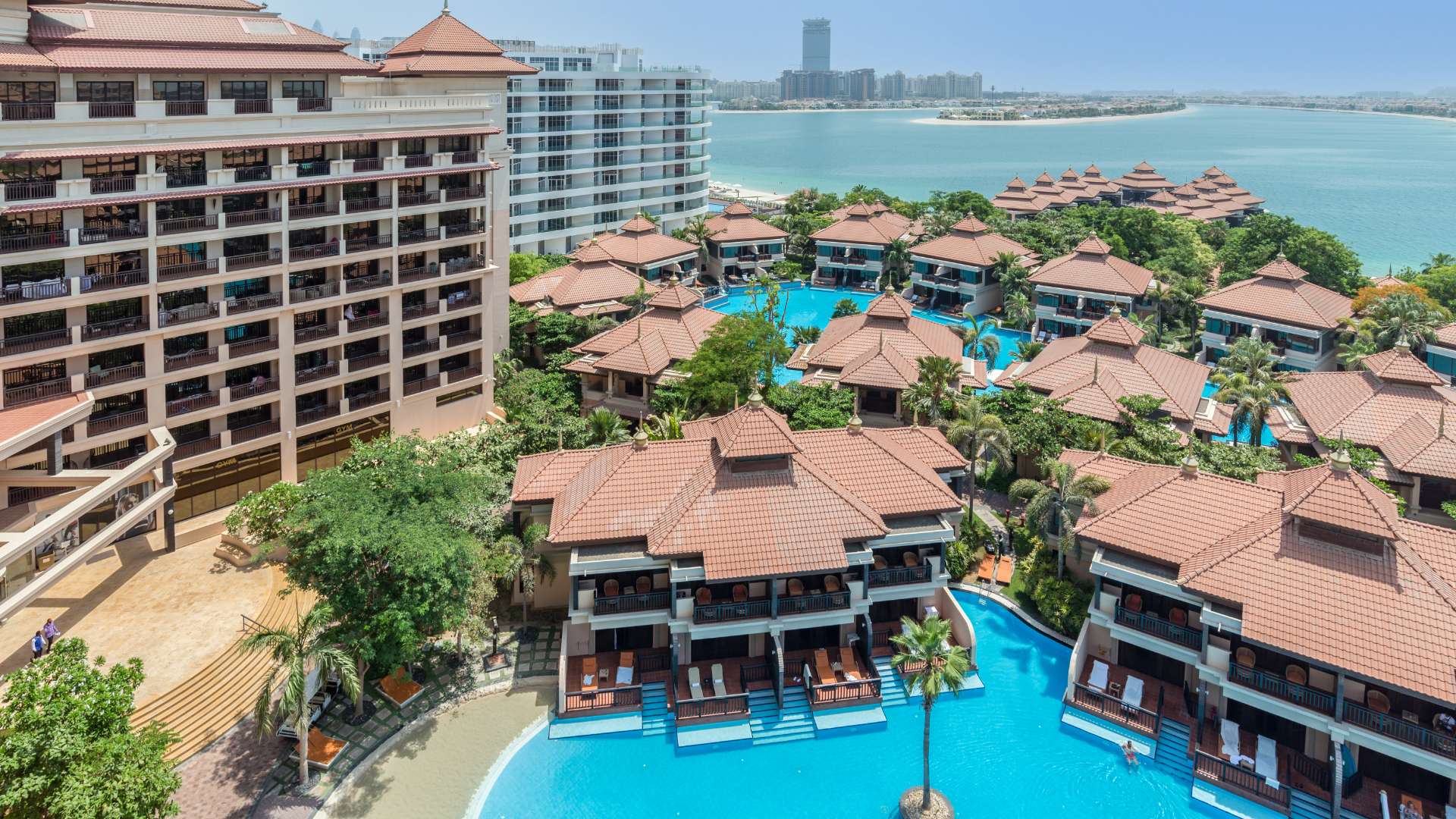 Penthouse view of Palm Jumeirah coastline and skyline from Anantara Residences, Dubai