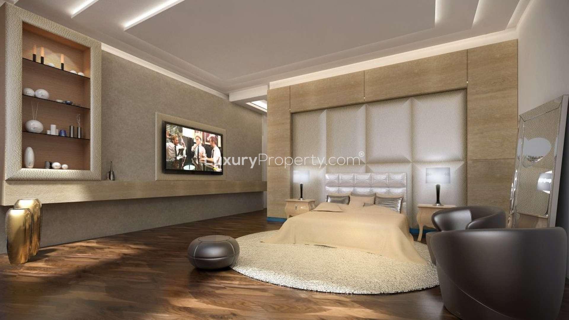 N/A,Luxurious bedroom in duplex penthouse, Anantara Residences, Palm Jumeirah, featuring modern decor
