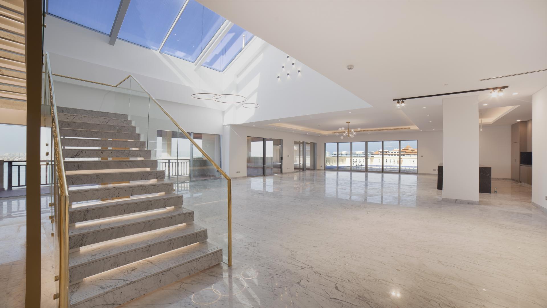 N/A,Luxurious open-plan penthouse interior with marble floors and sea view at Palm Jumeirah