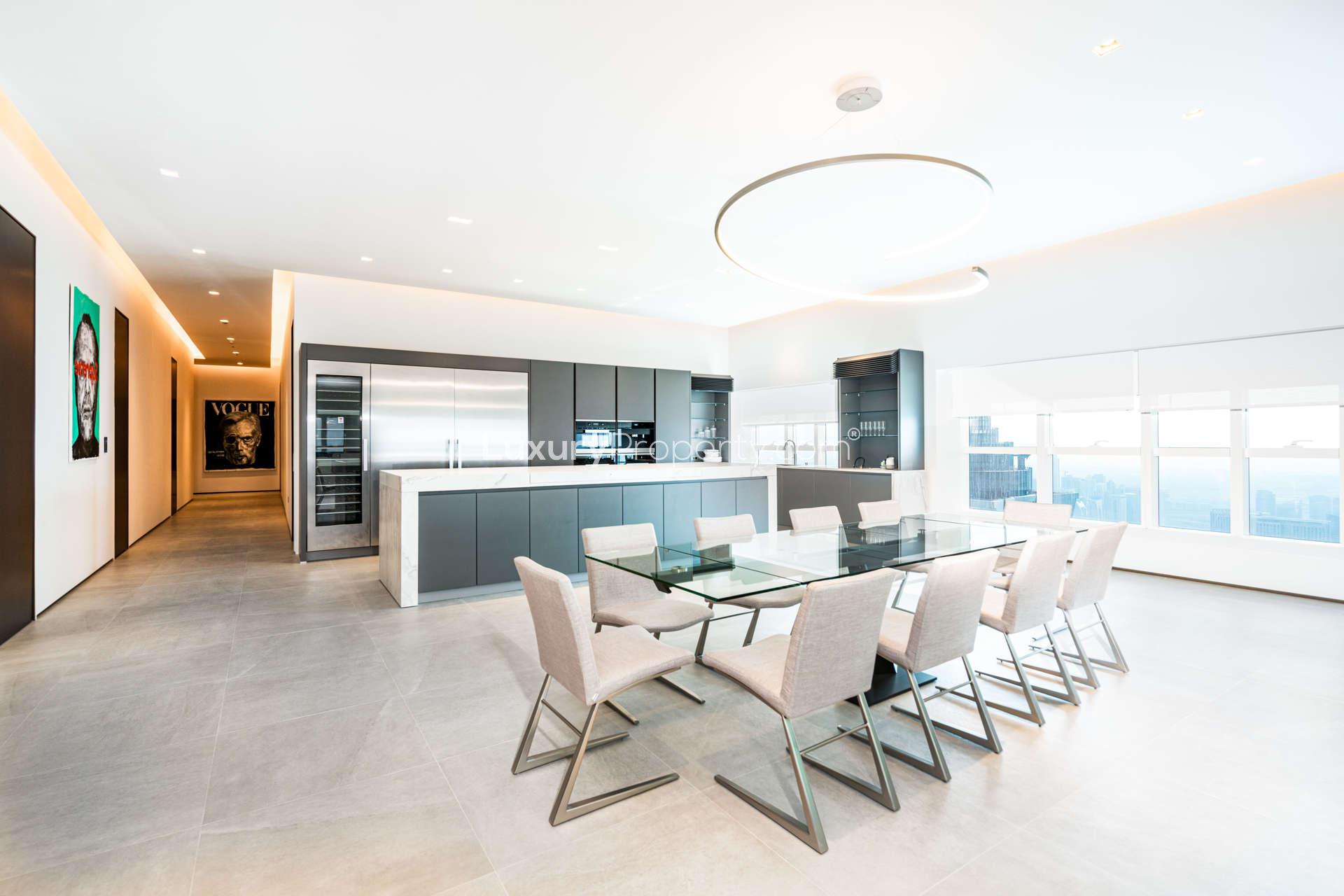 Modern kitchen with sleek design in Dubai Marina penthouse, Elite Residence