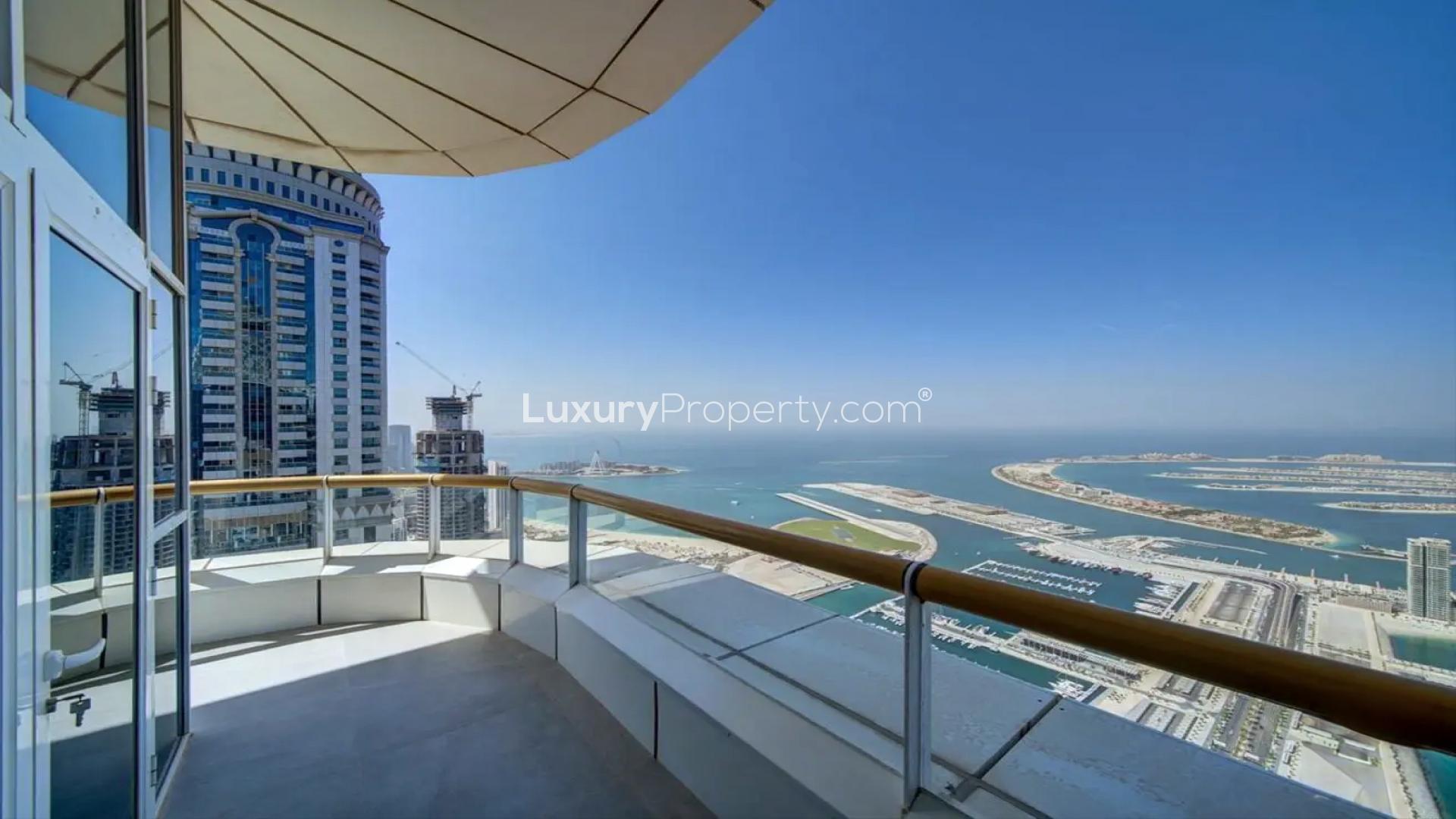 Upgraded furnished penthouse dining area with modern kitchen in Elite Residence, Dubai Marina