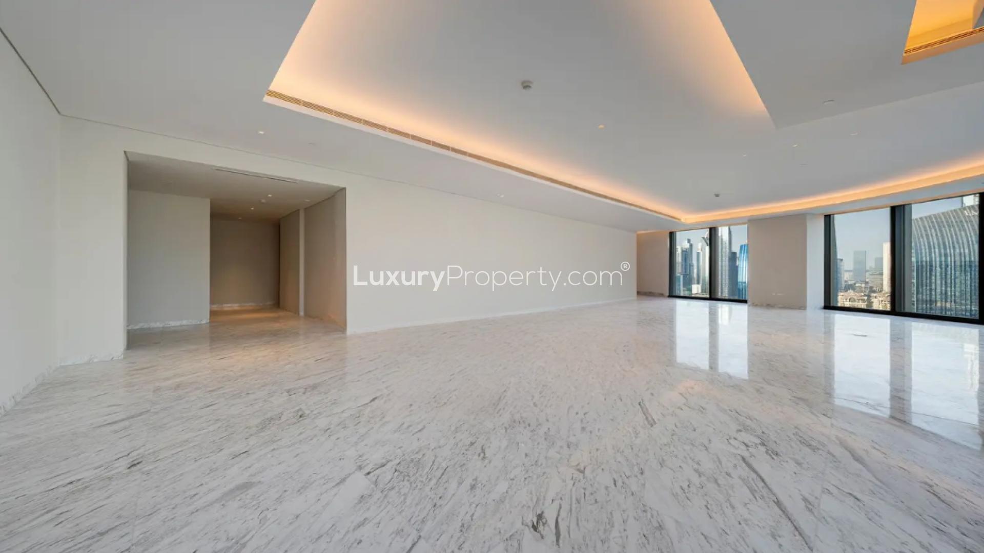 Penthouse balcony view of Downtown skyline in IL Primo, available for sale