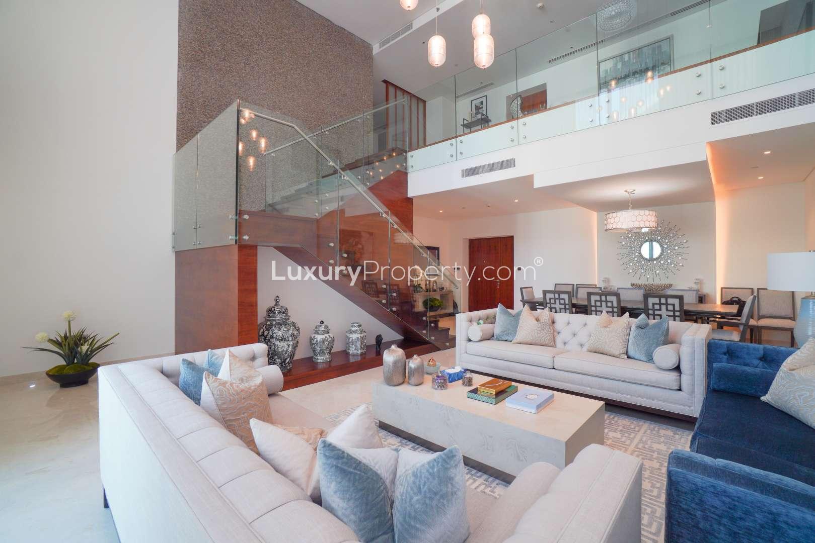 Luxurious living room in duplex penthouse, Marina Gate, Dubai Marina, Ref LP09239