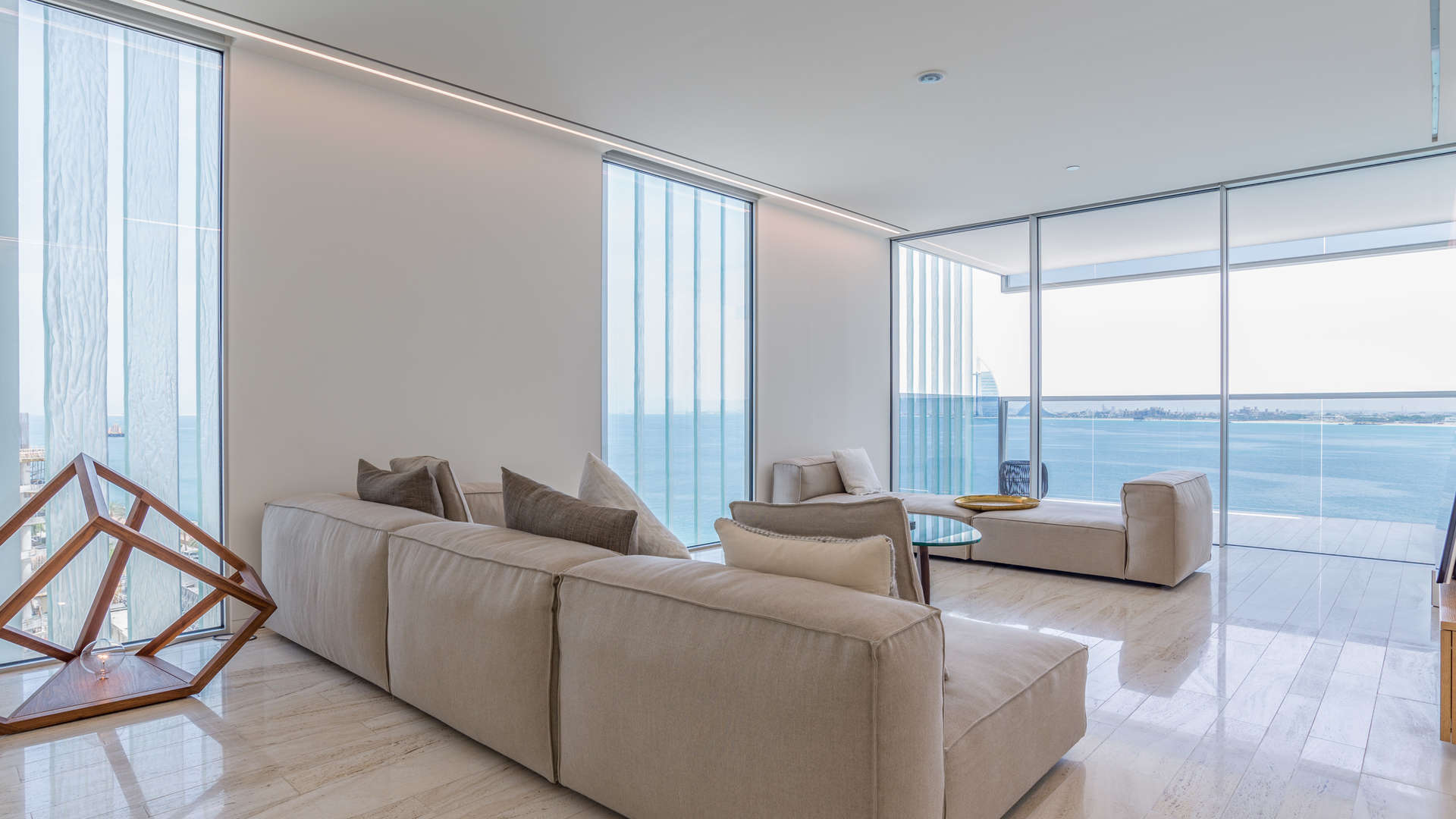 Modern bathroom with glass shower and sleek cabinetry in Muraba Residences penthouse, Palm Jumeirah