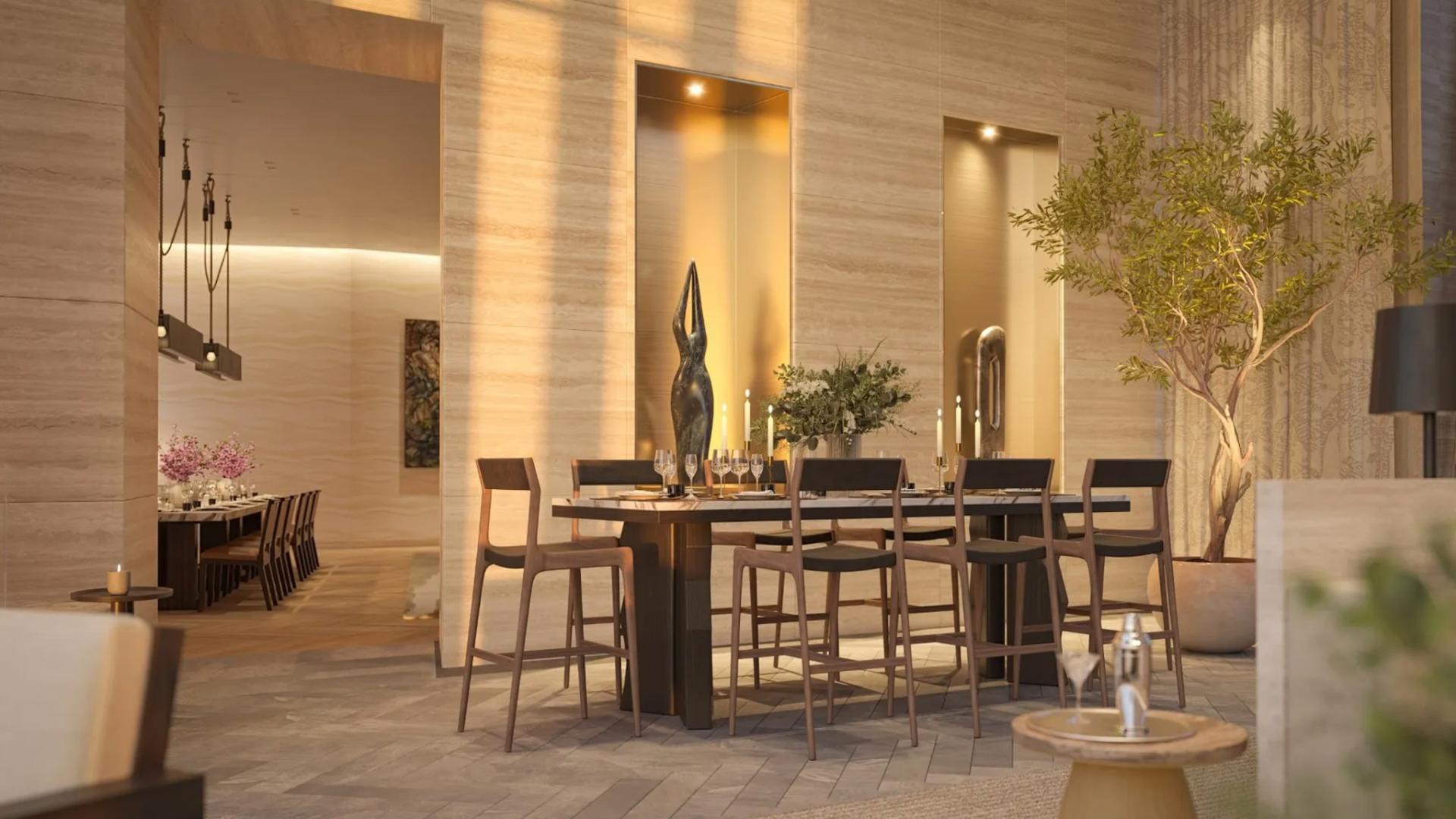 Luxurious living and dining area in half-floor penthouse, One High Line, Manhattan