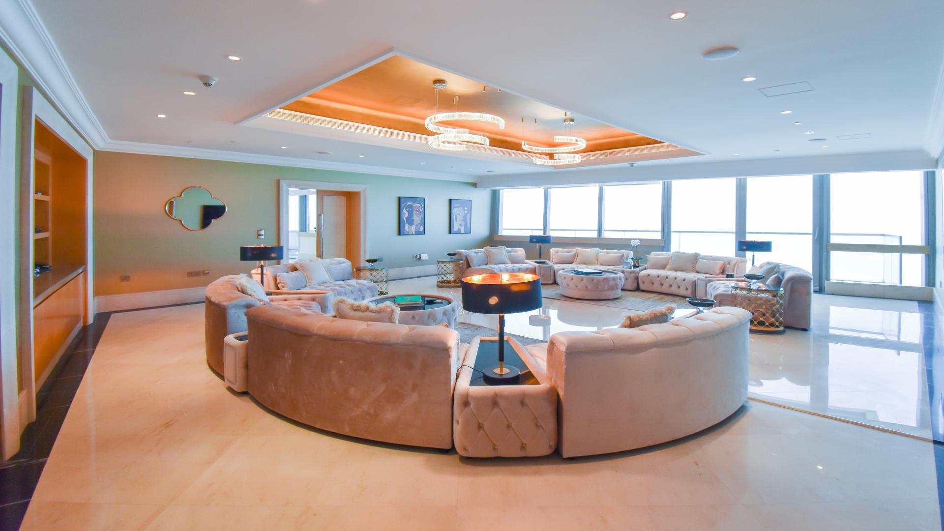 Luxurious Dubai Marina penthouse living room with elegant decor in Ocean Heights
