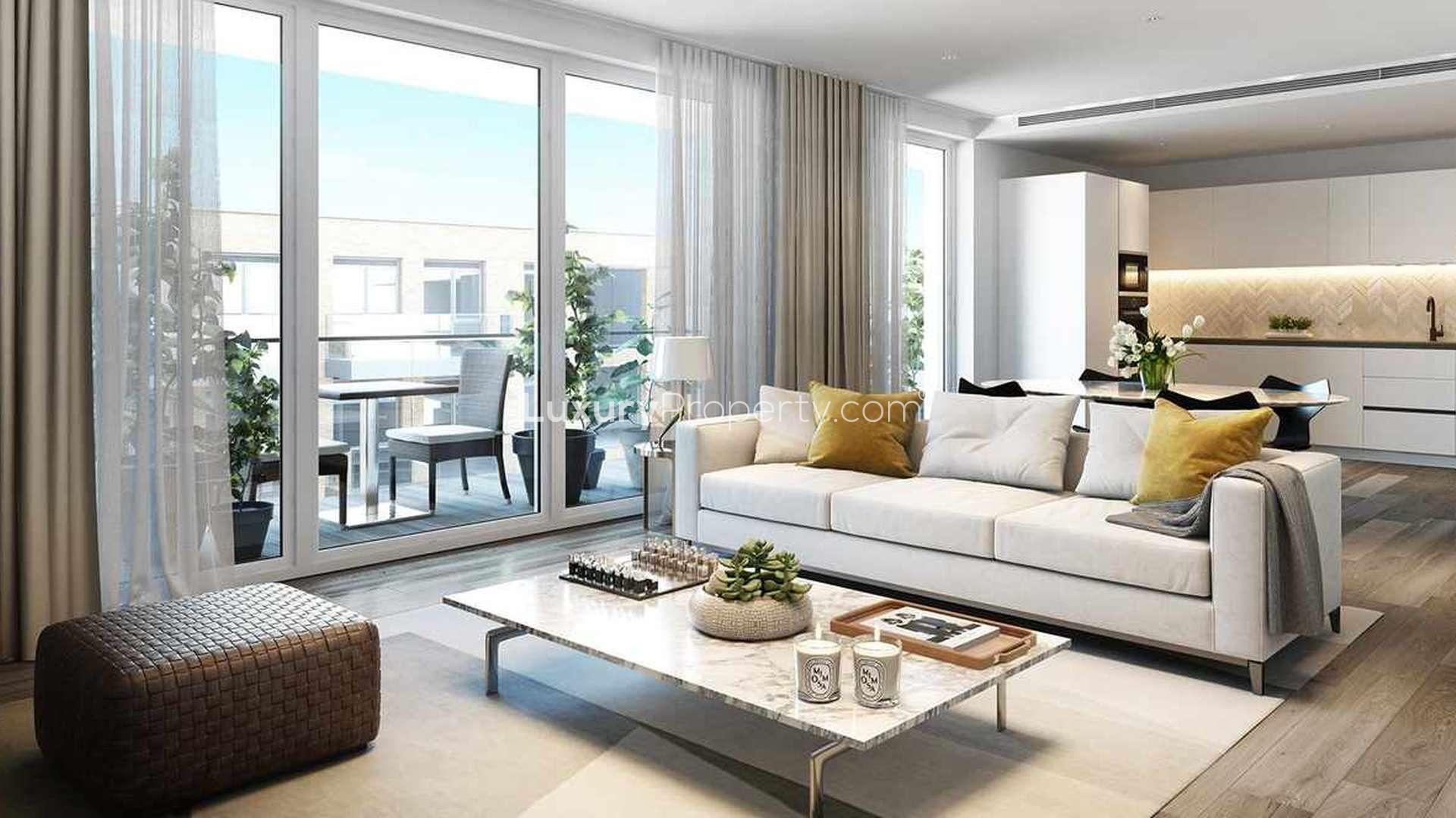 Lavish living area in four-bedroom penthouse, Sovereign Court, Hammersmith, London, for sale