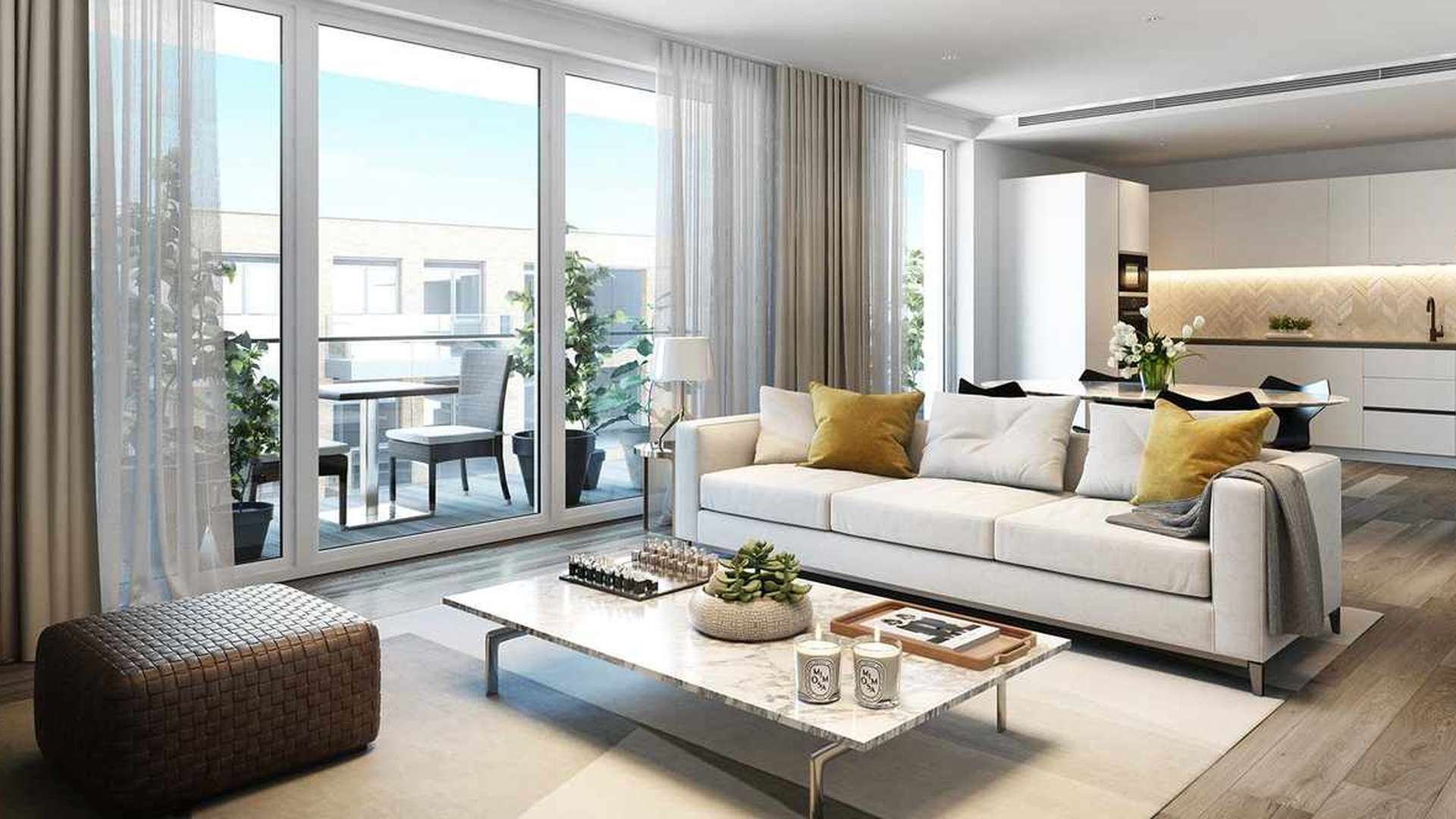 Lavish living area in four-bedroom penthouse, Sovereign Court, Hammersmith, London, for sale