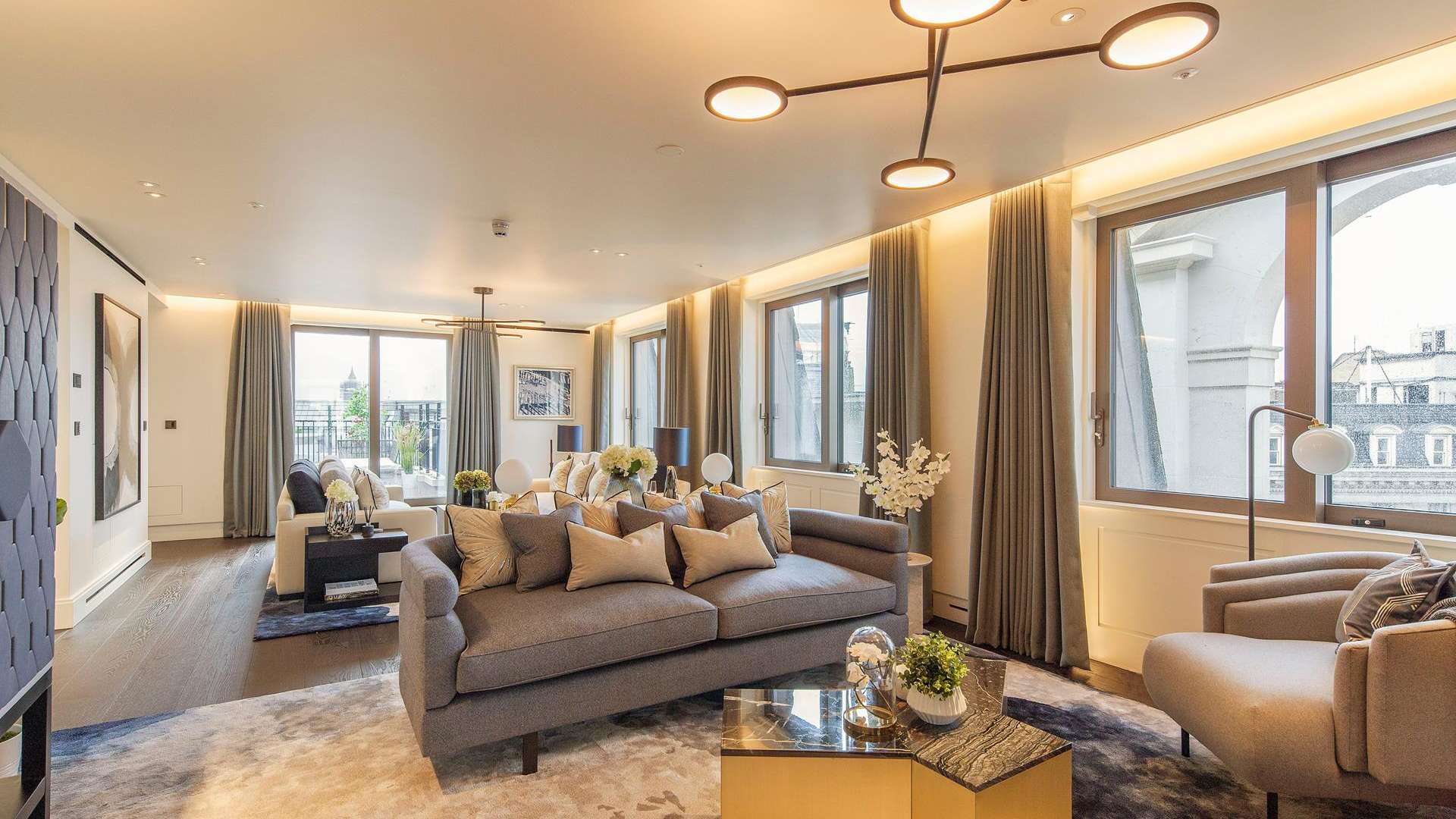 Luxurious living room in 4-bedroom penthouse, St James's Park, West End, London