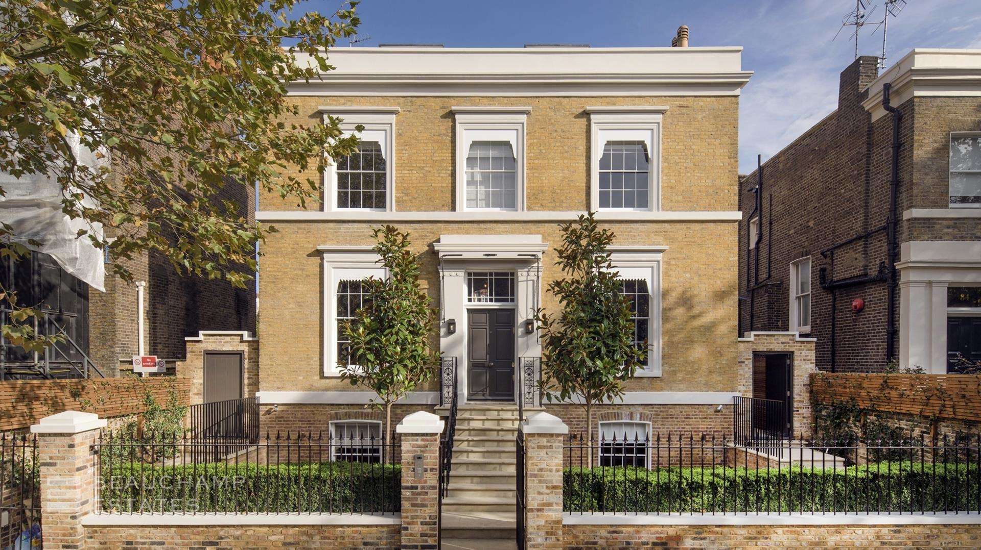 Luxury open-plan living area in St. Edmund's Terrace penthouse, London, with elegant furnishings