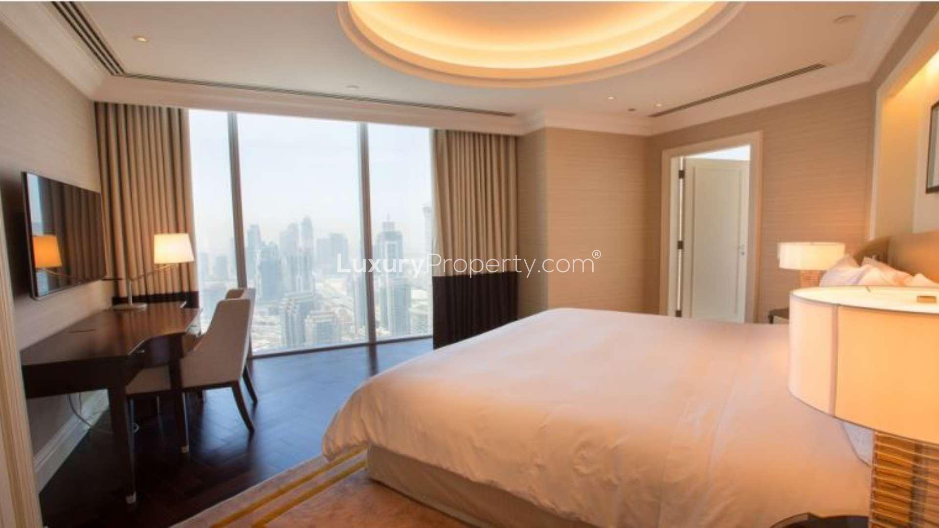 Luxury dining room in four-bedroom penthouse, The Address Downtown Dubai, with Burj Khalifa views