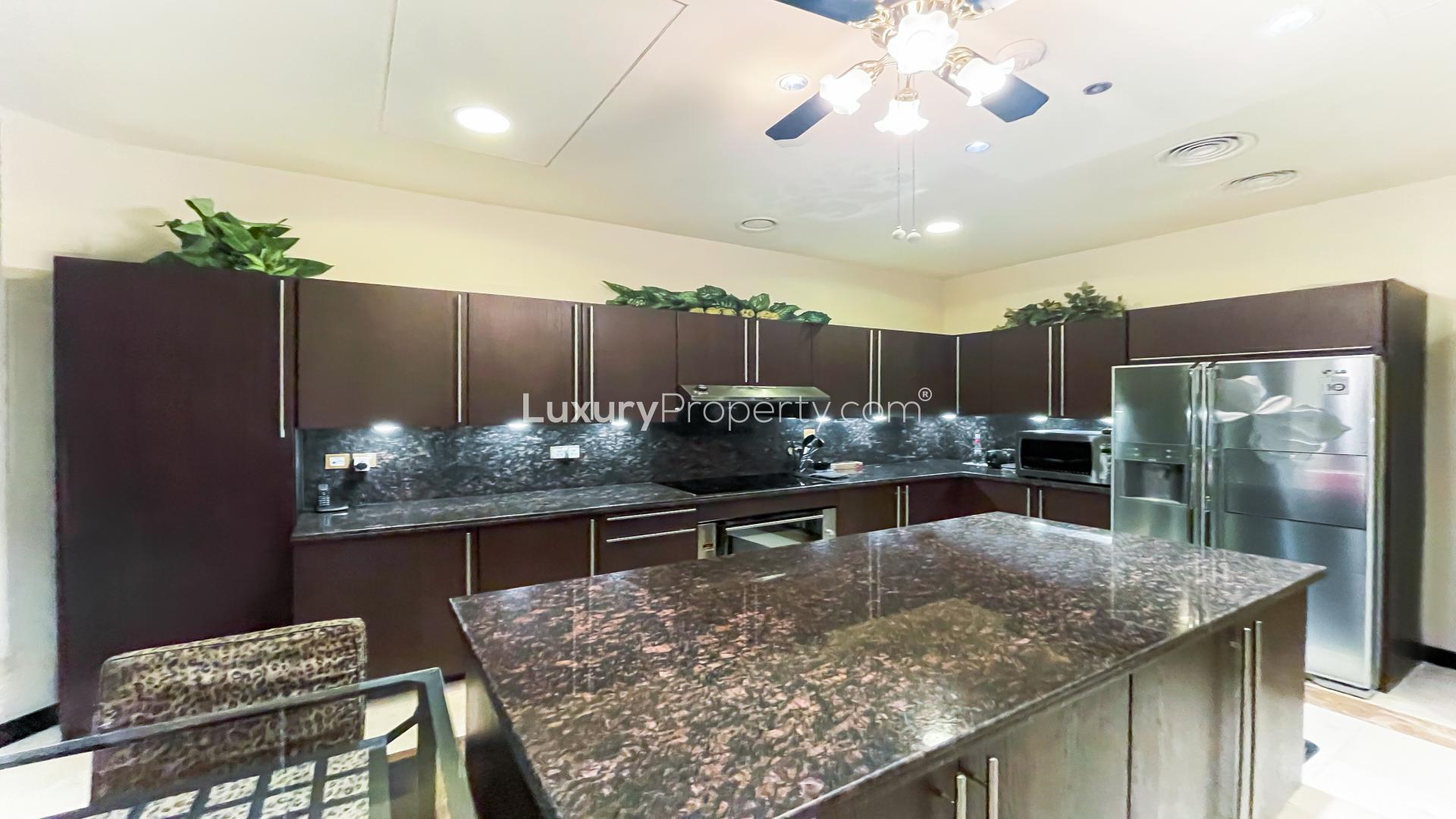 Outdoor terrace with potted plants, luxury penthouse, Palm Jumeirah, Fairmont Palm Residences