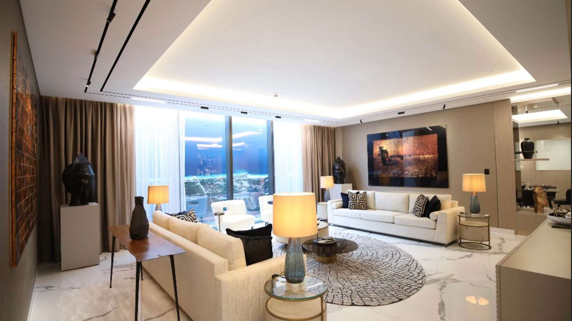 Penthouse in The S Tower, Dubai Internet City with skyline, sea, and Palm views