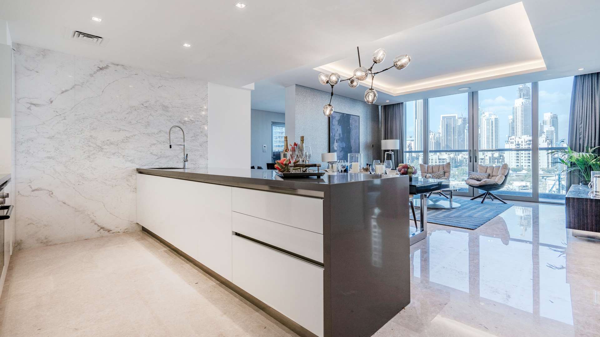 Luxurious living room in 4-bedroom penthouse at The Sterling, Business Bay, Dubai