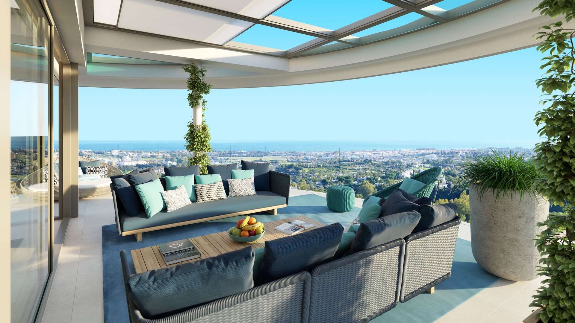 Luxurious penthouse roof terrace with panoramic views in The View Marbella community