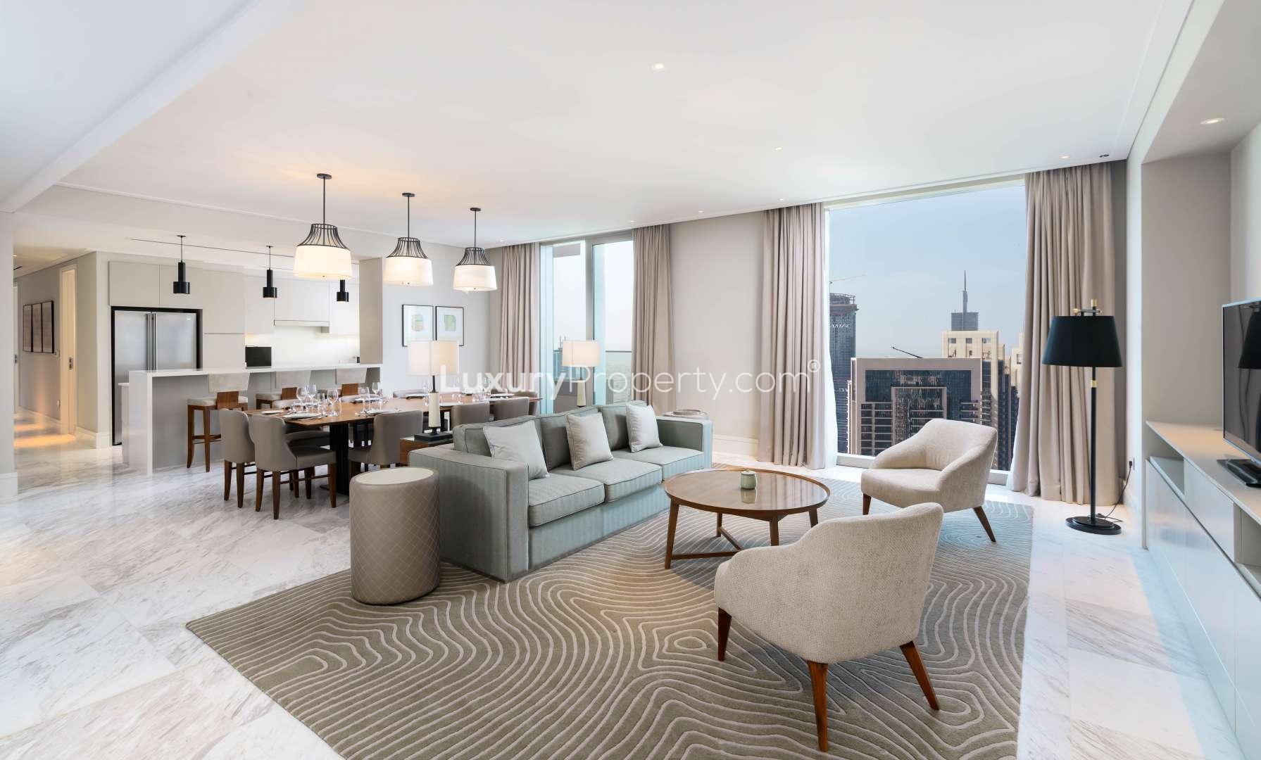 Modern kitchen in Vida Sky Collection Penthouse, Downtown Dubai, featuring sleek design and appliances