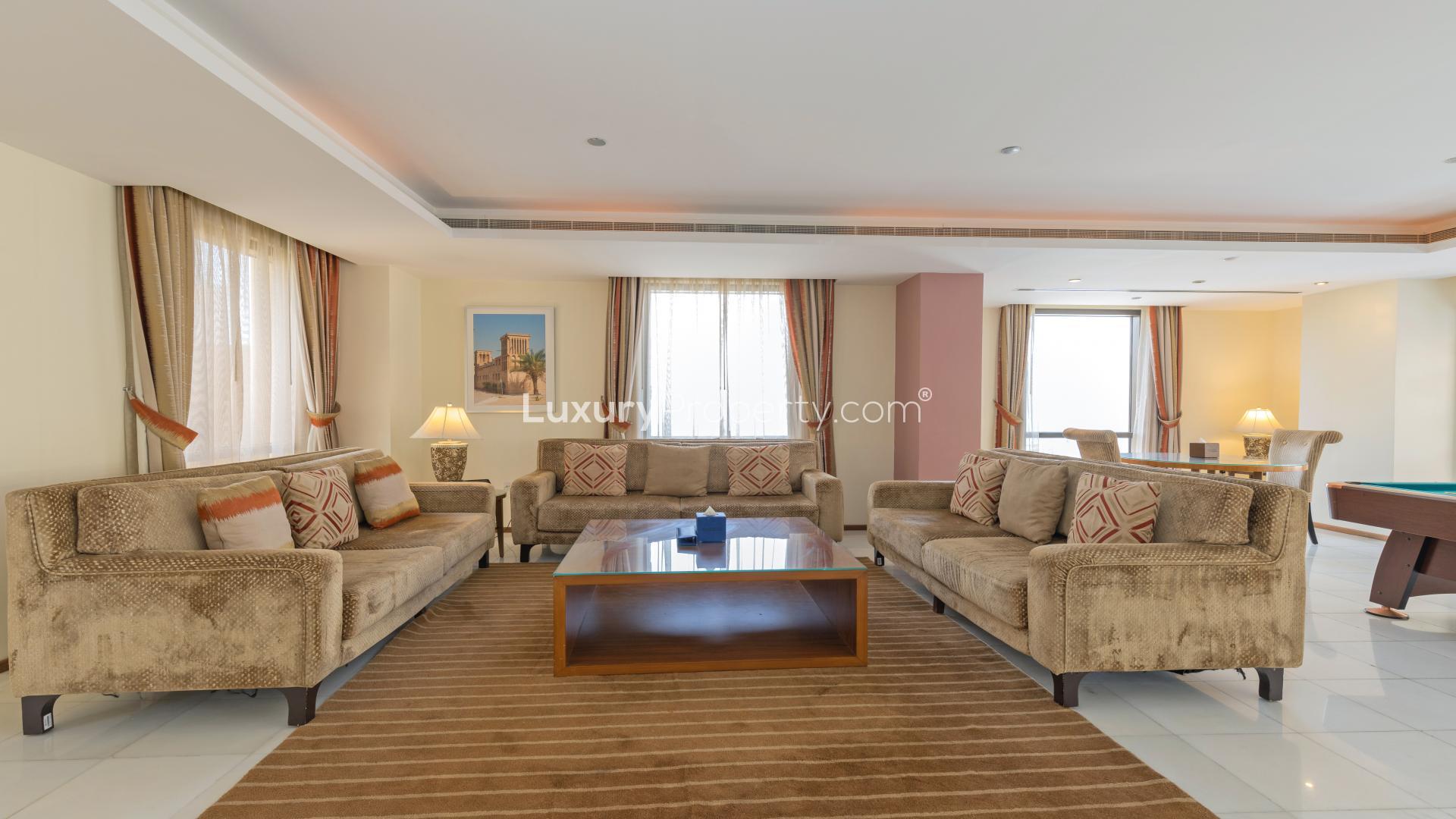 Penthouse sea view from Jumeirah Beach Residence, Amwaj, with Ferris wheel and beach in sight