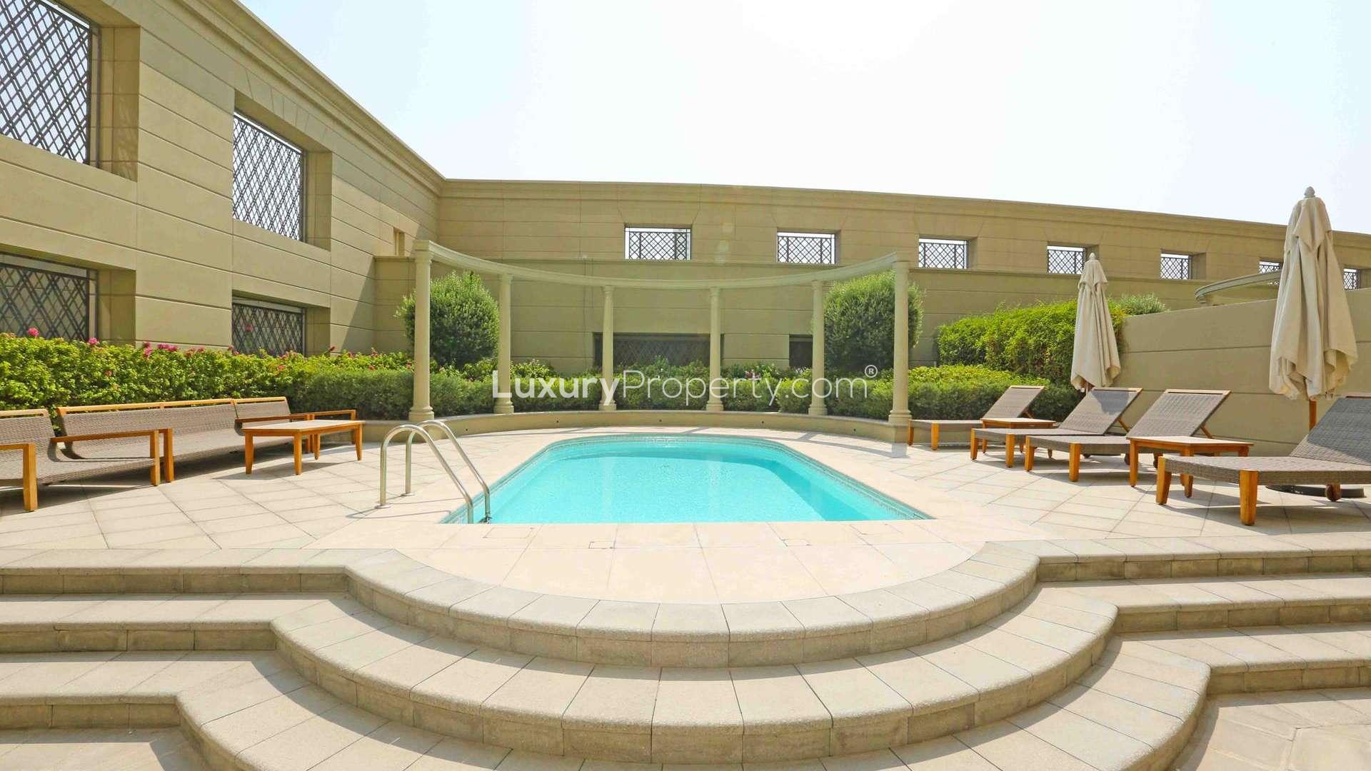 Balcony view of waterfront apartment at Palazzo Versace, Culture Village, for sale