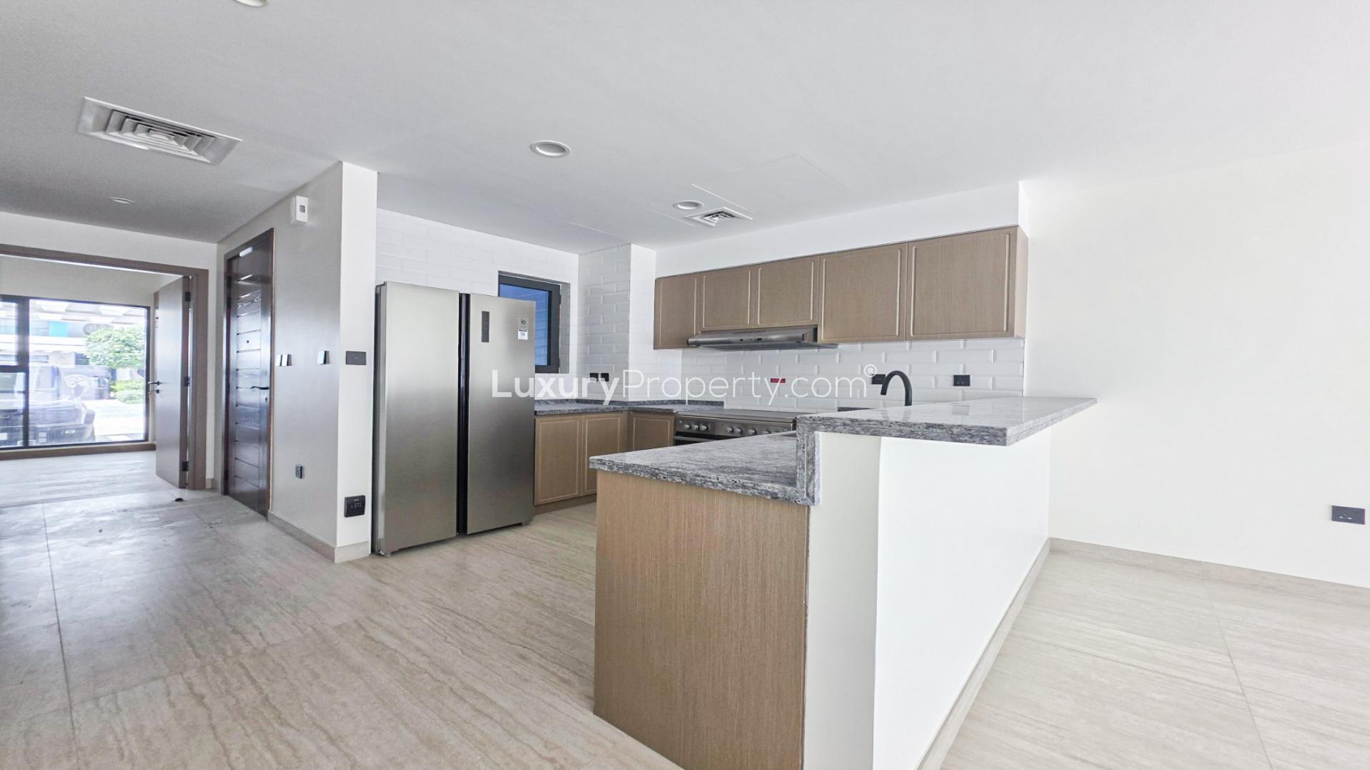Spacious living area in 4-bedroom townhouse, Damac Lagoons, Santorini, available for rent
