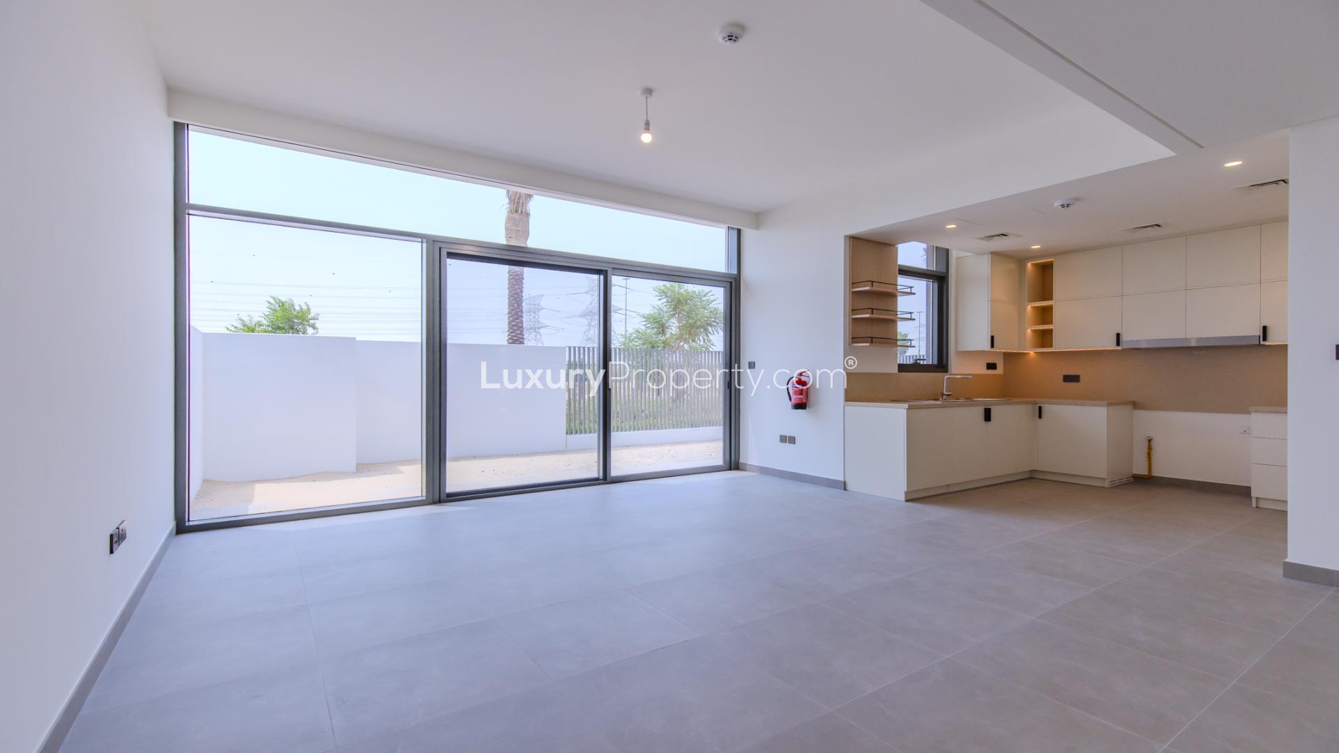 Elegant 4-bedroom townhouse exterior in Ruba, Arabian Ranches 3, available for rent