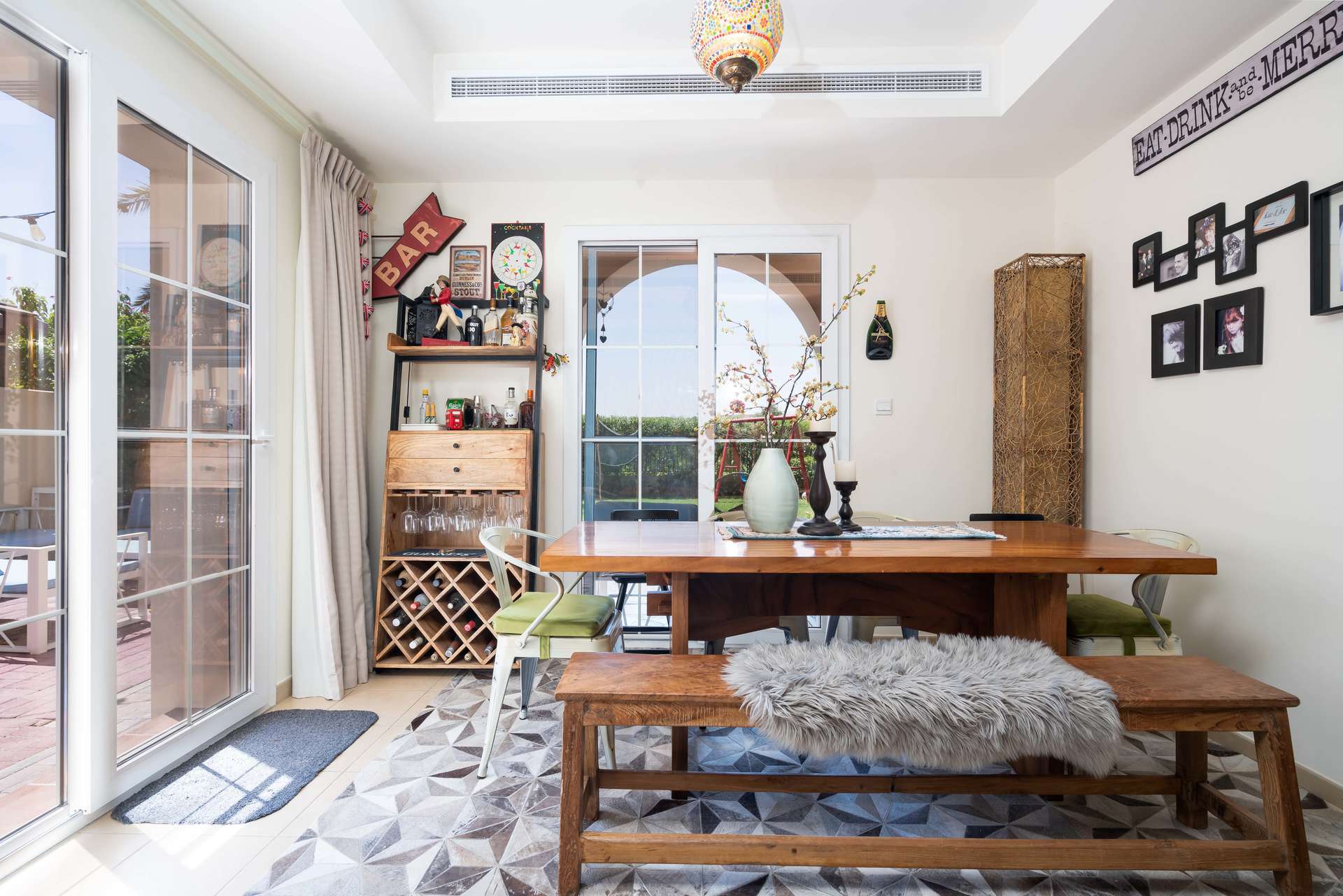 Bright bedroom in 4-bedroom townhouse, Alma, Arabian Ranches with balcony view