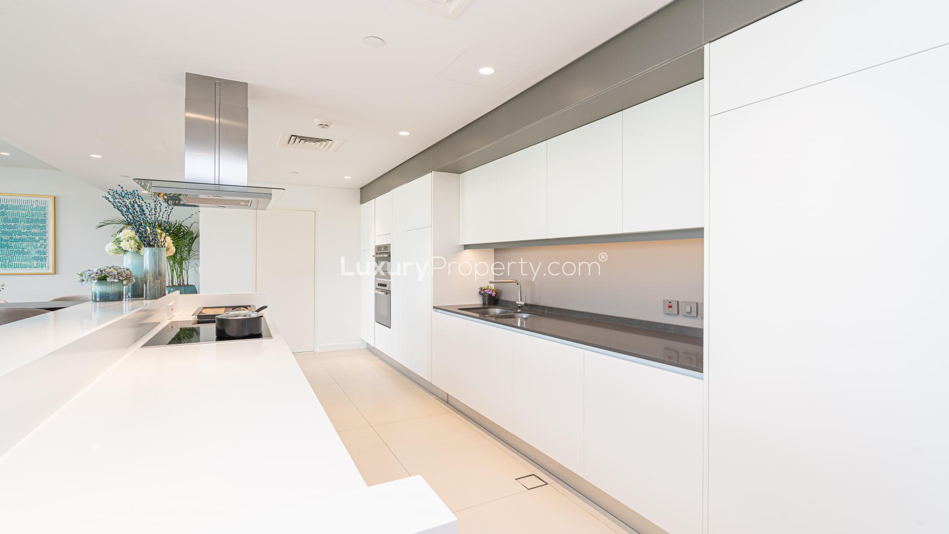 Luxurious Bluewaters townhouse kitchen with sea view, modern design, and elegant furnishings