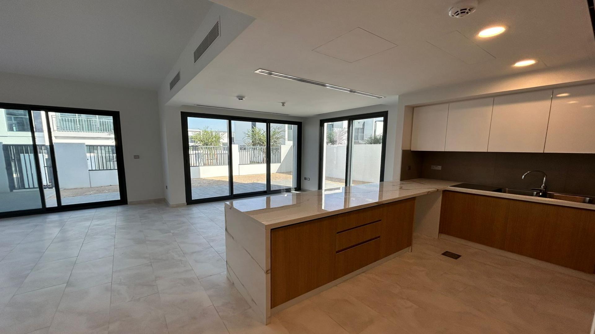 Modern 4-bed townhouse exterior in Villanova, La Rosa, Dubai Land for rent