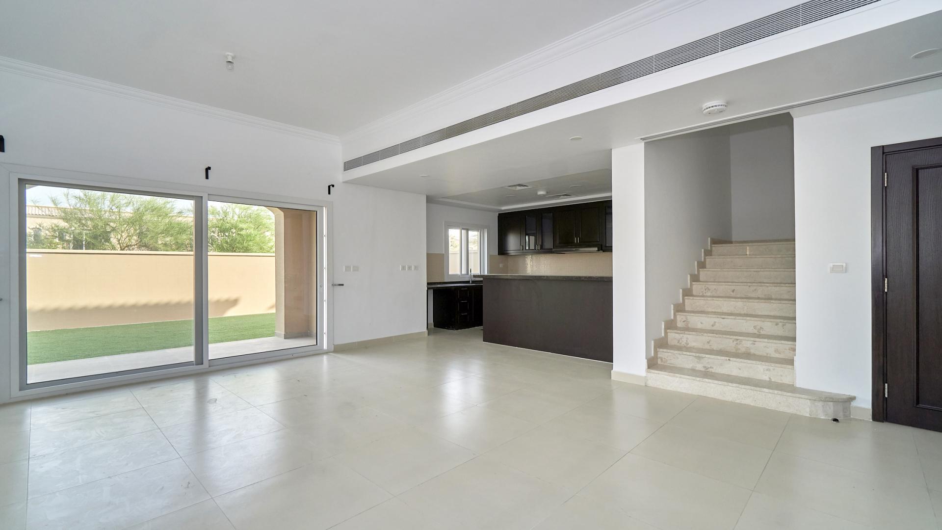 Semi-detached 4-bedroom villa exterior in Casa Viva, Serena community, available for rent