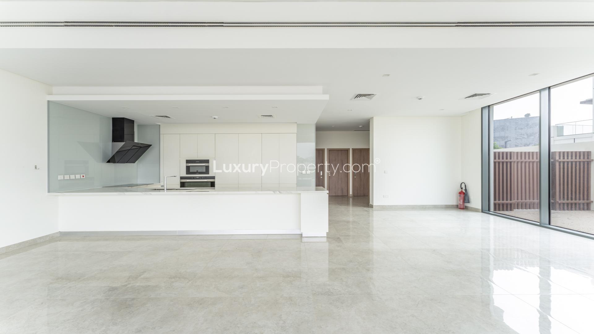 Modern balcony view of 4-bedroom villa in District One, Mohammed Bin Rashid City, Dubai