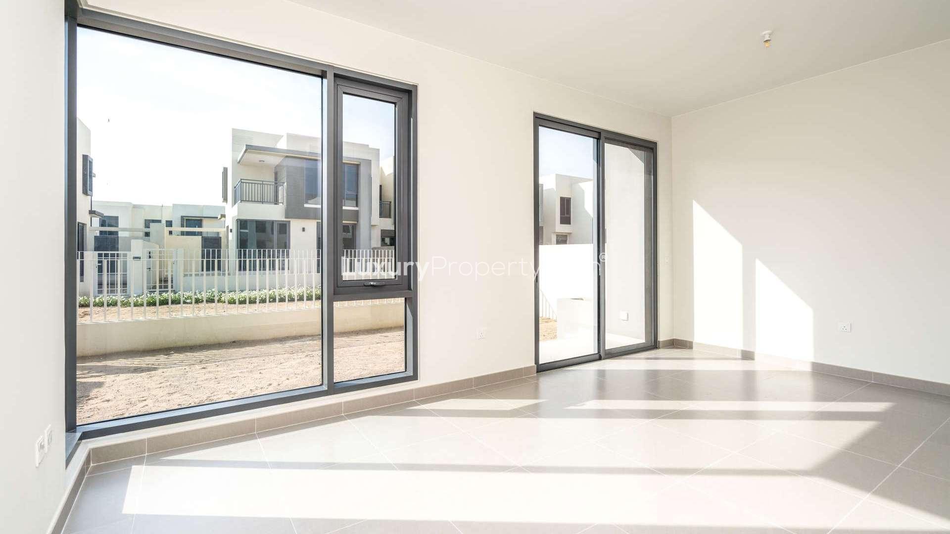 Modern 4-bedroom villa exterior in Maple, Dubai Hills Estate, available for rent