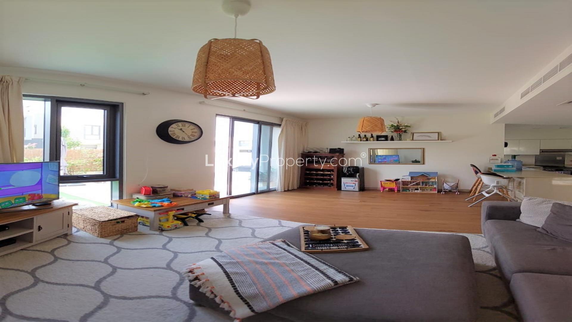 Upgraded 4-bedroom townhouse exterior in Maple, Dubai Hills Estate, available for rent