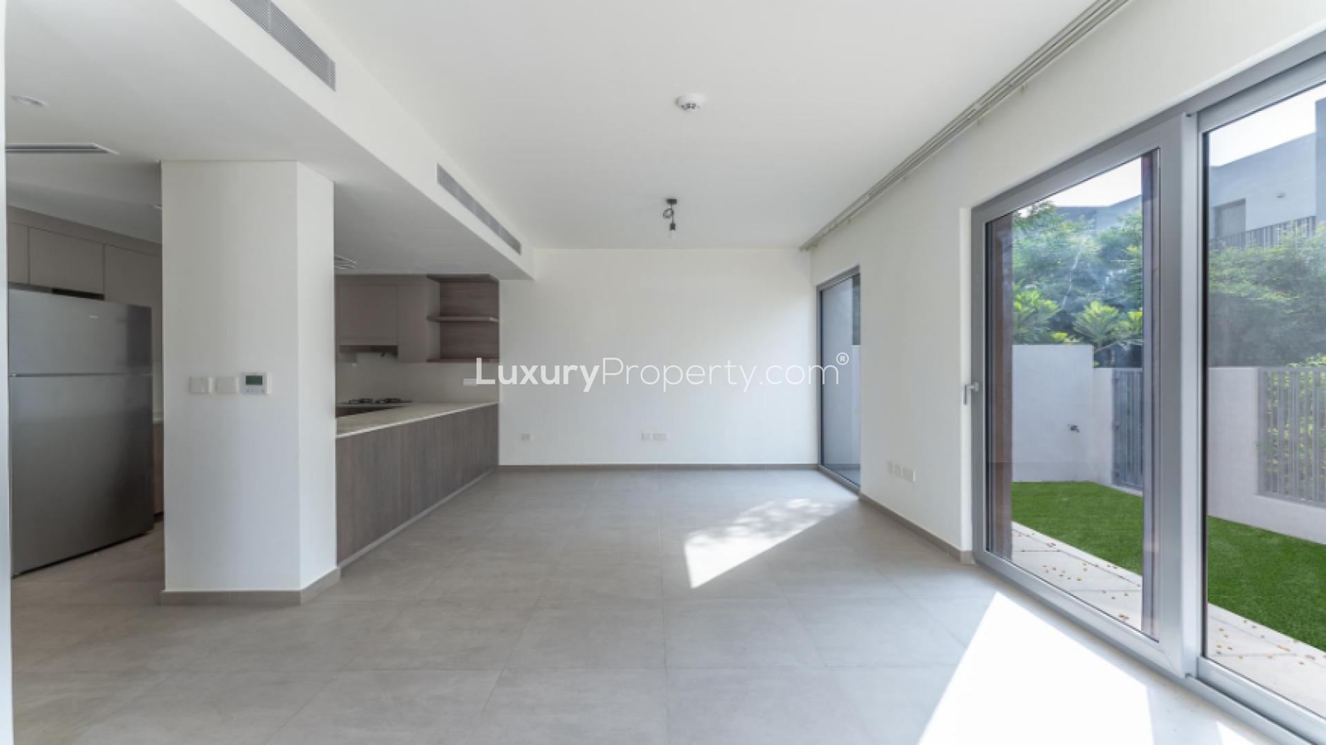 Bright, spacious living area in Elan townhouse, Tilal Al Ghaf, for rent