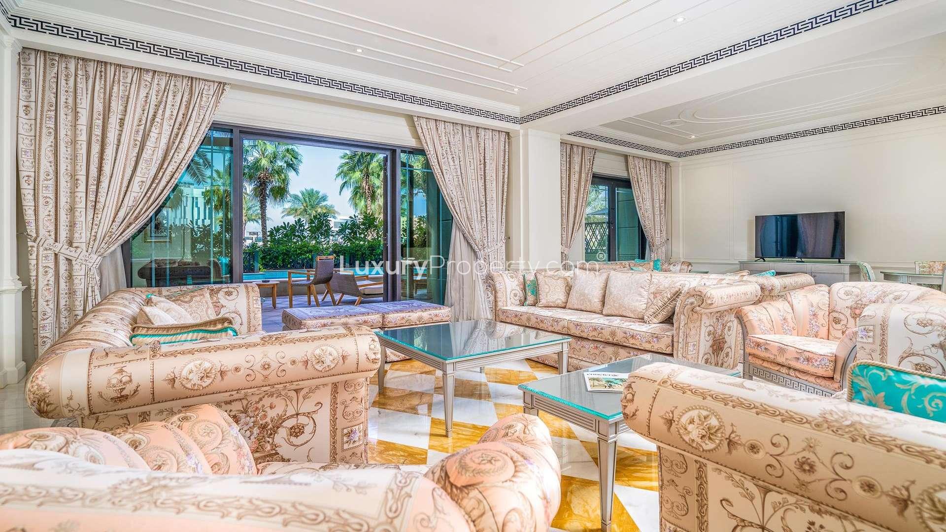 Elegant living area with dining set in 4-bedroom townhouse, Palazzo Versace Residences, Culture Village