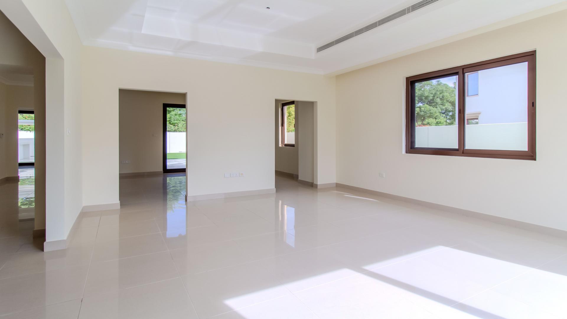 Bright living room in 4-bed townhouse, Arabian Ranches 2, Rosa community, for rent
