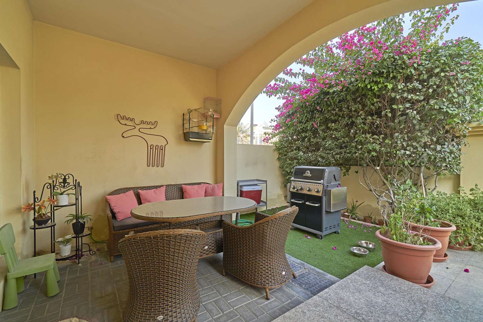 Immaculate 4-bedroom townhouse exterior with garden in Valencia Park, JVC for rent