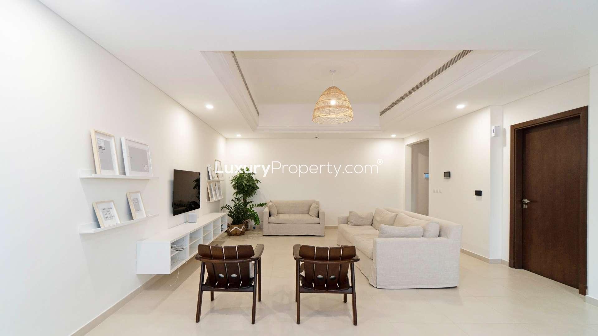 End unit townhouse garden with playset and dining area in Victory Heights, Dubai Sports City