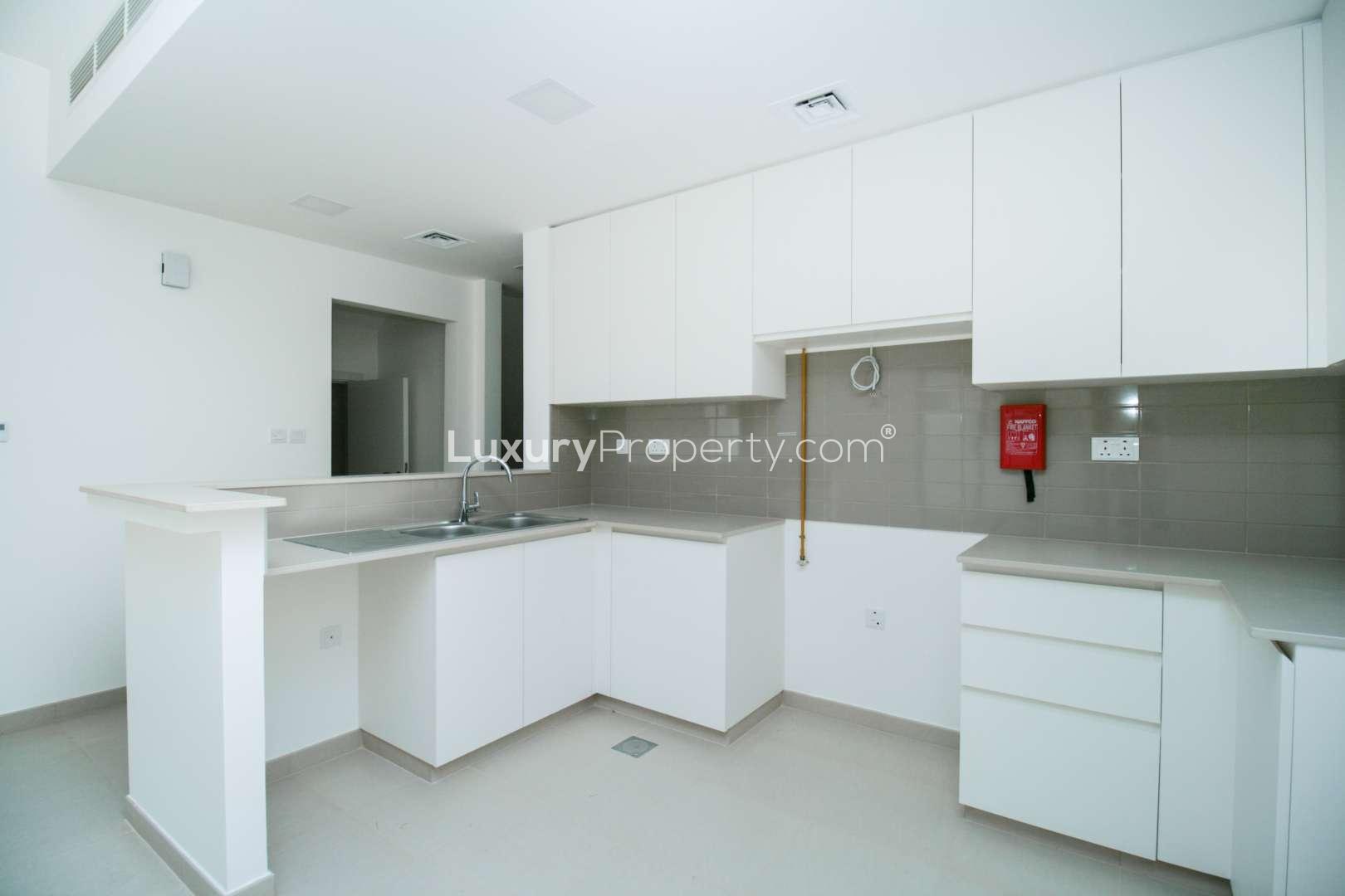 Corner Unit Townhouse Exterior in Zahra Townhouses, Town Square, Dubai, for Rent