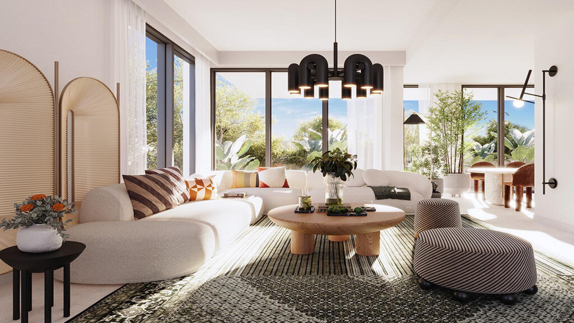 Modern 4-bedroom townhouse in Lillia, The Valley; features contemporary design with nature views