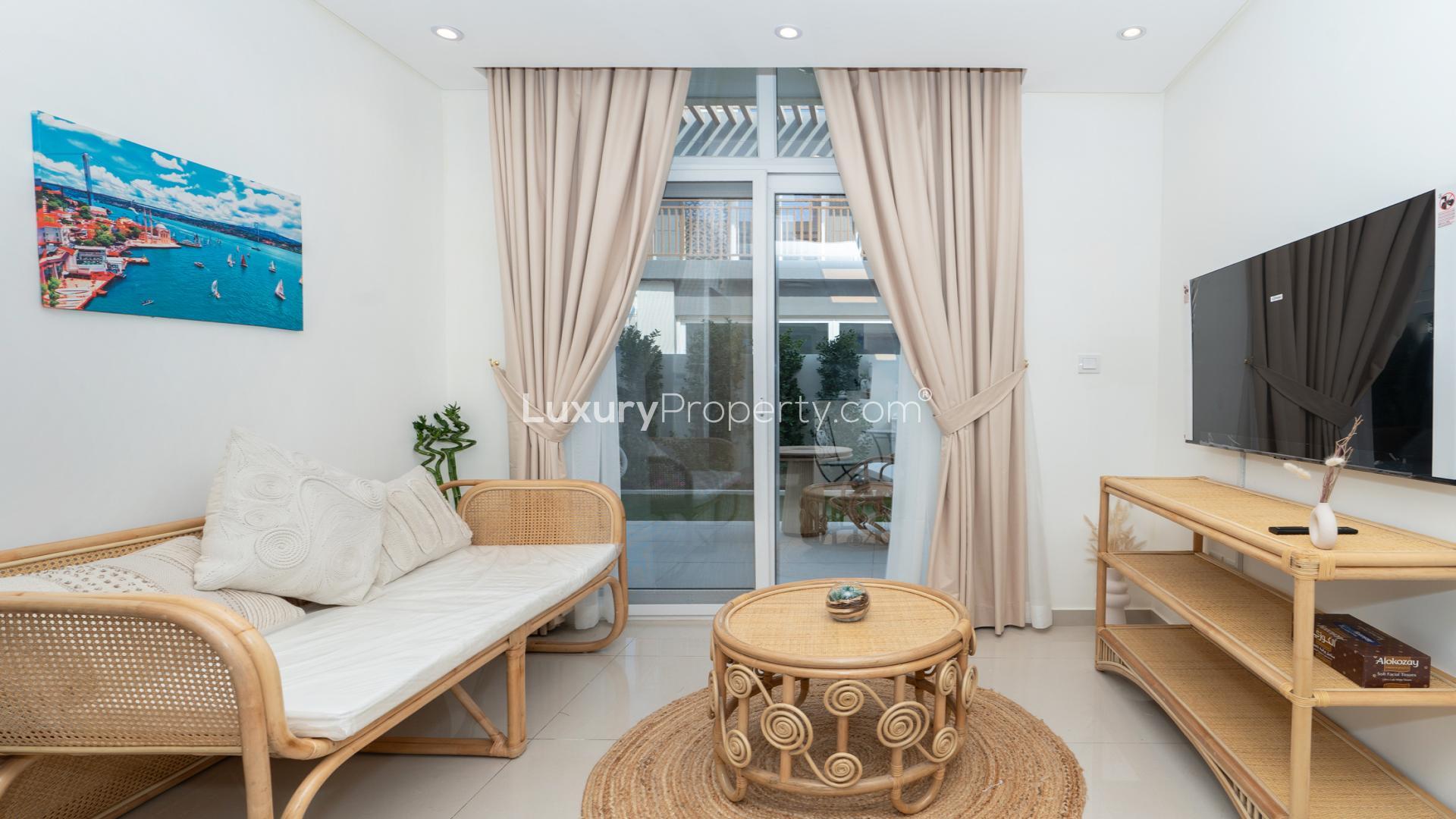 Furnished 4-bedroom townhouse exterior in Victoria, Damac Hills 2, Dubai for sale