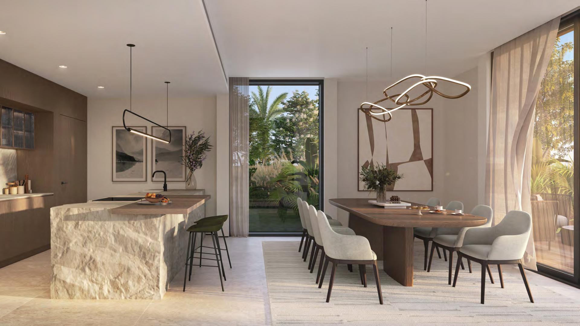 Modern living room in four-bedroom townhouse, Delphi, Athlon by Aldar, Dubai Land