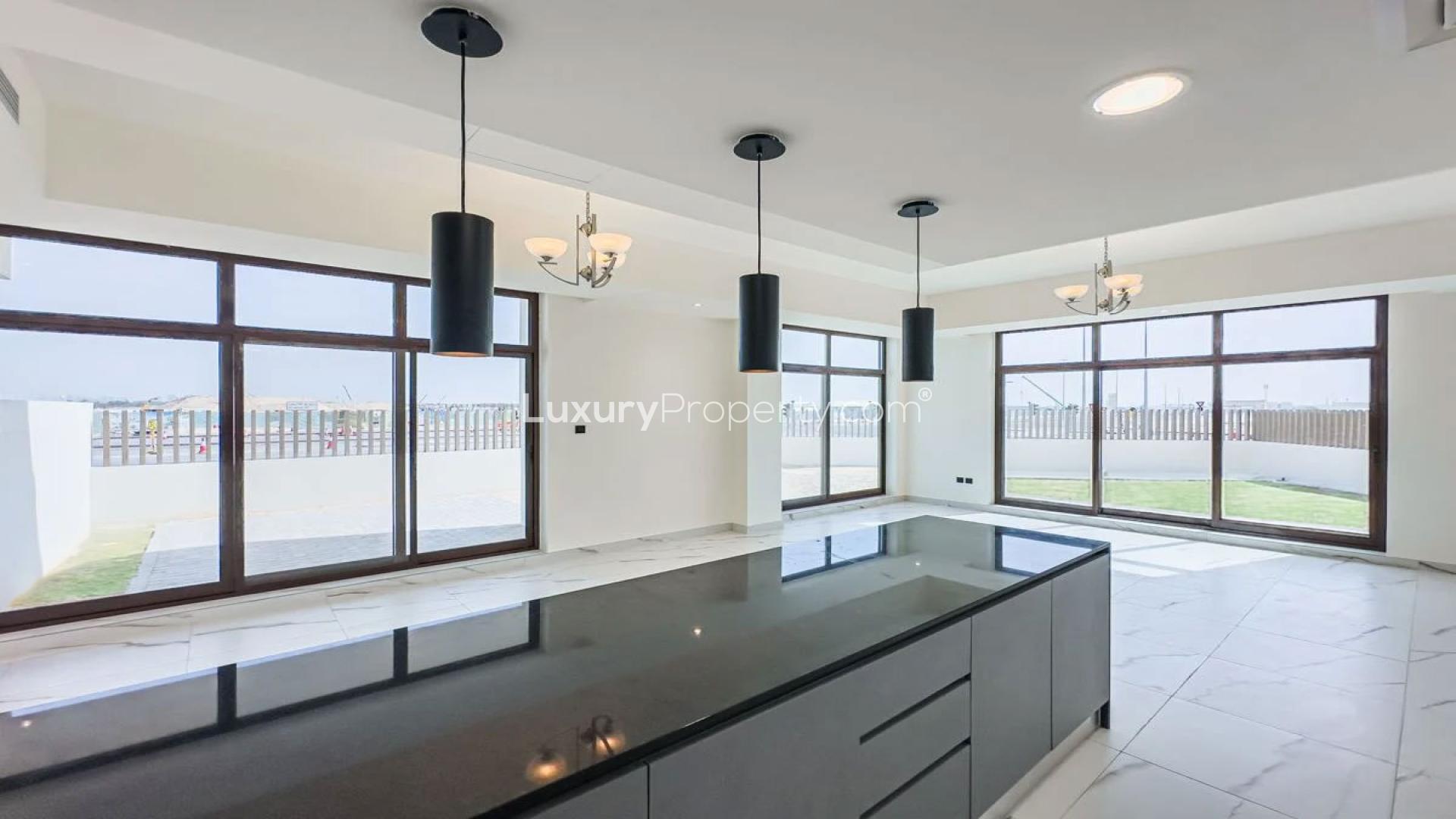 Open-plan kitchen and living area in Elie Saab VIE Townhouse, Meydan for sale