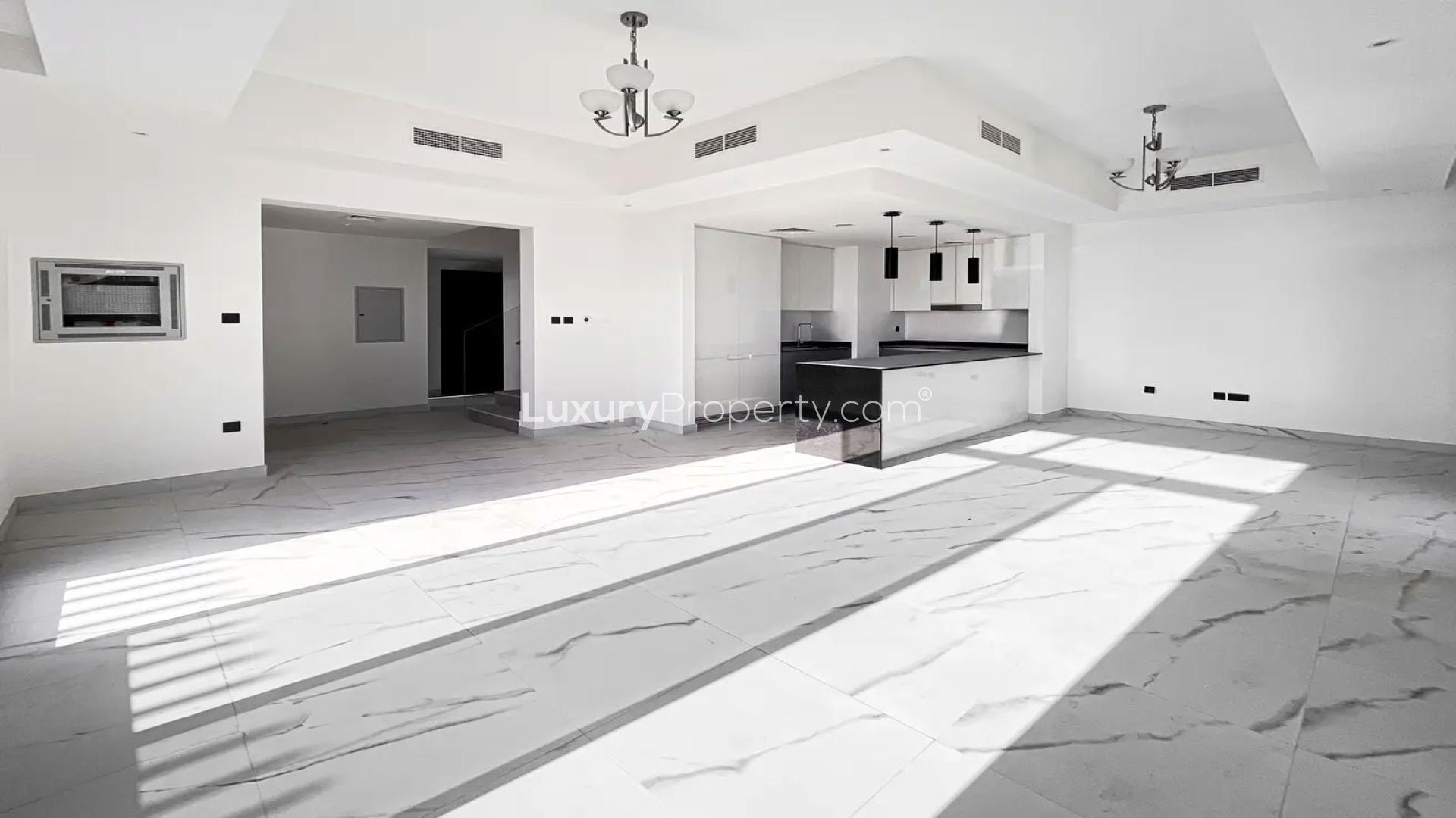 Upgraded 4-bedroom townhouse exterior in Elie Saab VIE, Meydan community for sale