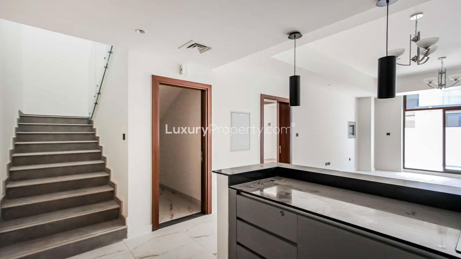 Exterior view of modern townhouse patio in District 11, Mohammed Bin Rashid City