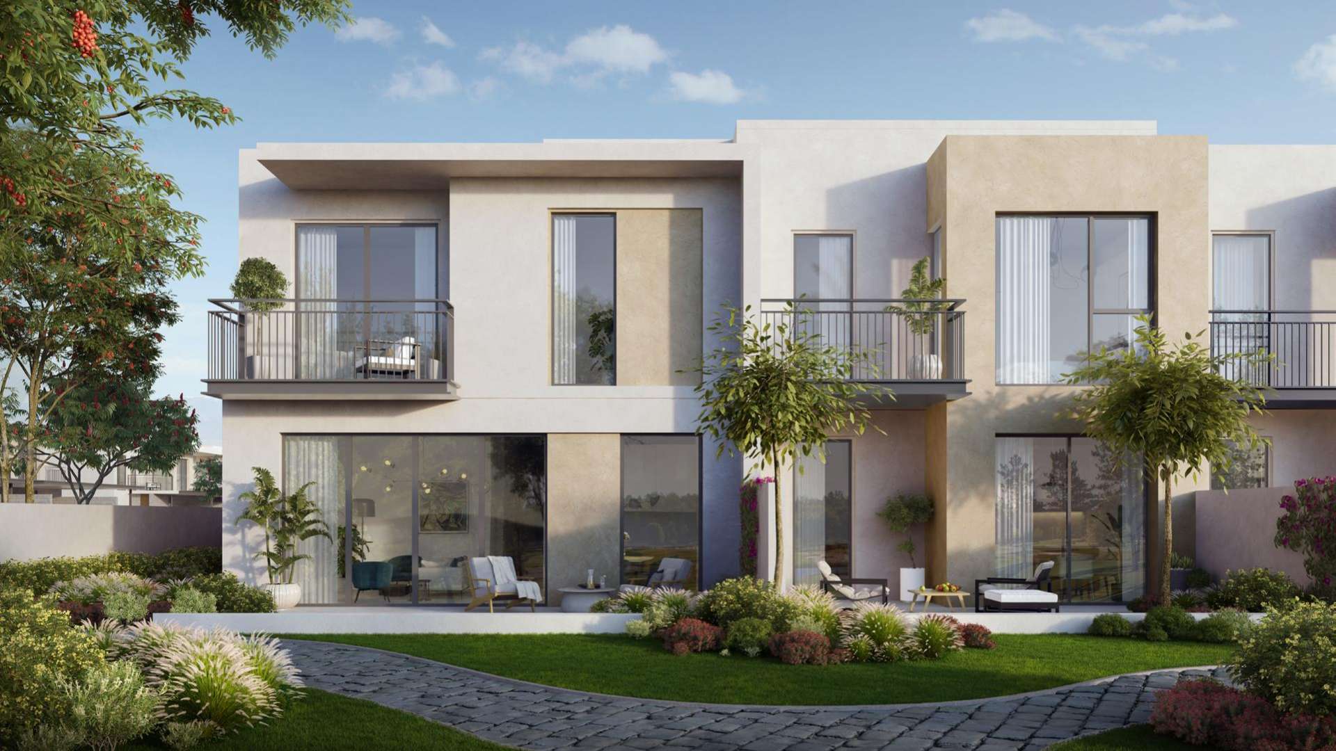 Modern 4-bedroom townhouse in Camelia, Arabian Ranches 2, with garden view and balcony