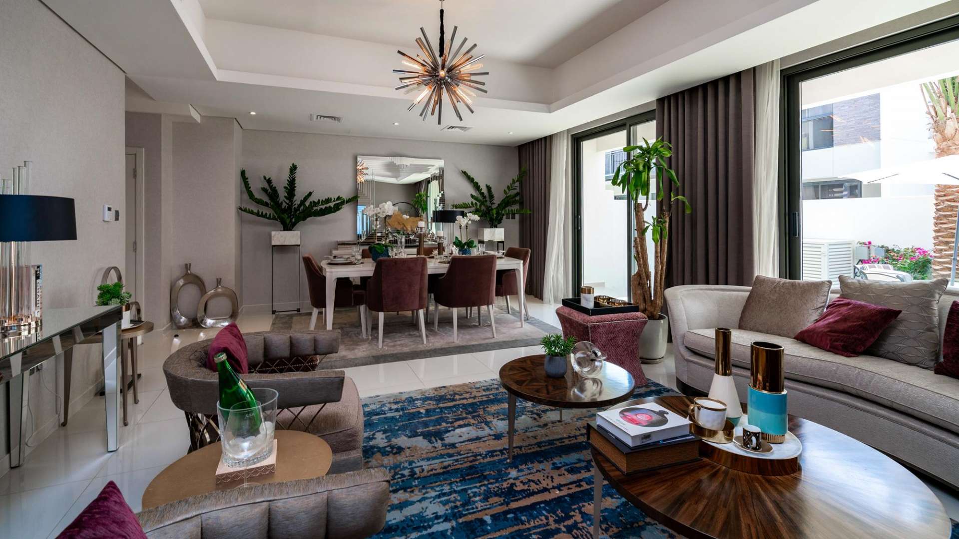 Stylish living room in 4-bedroom townhouse for sale, Damac Hills 2, Claret, Akoya