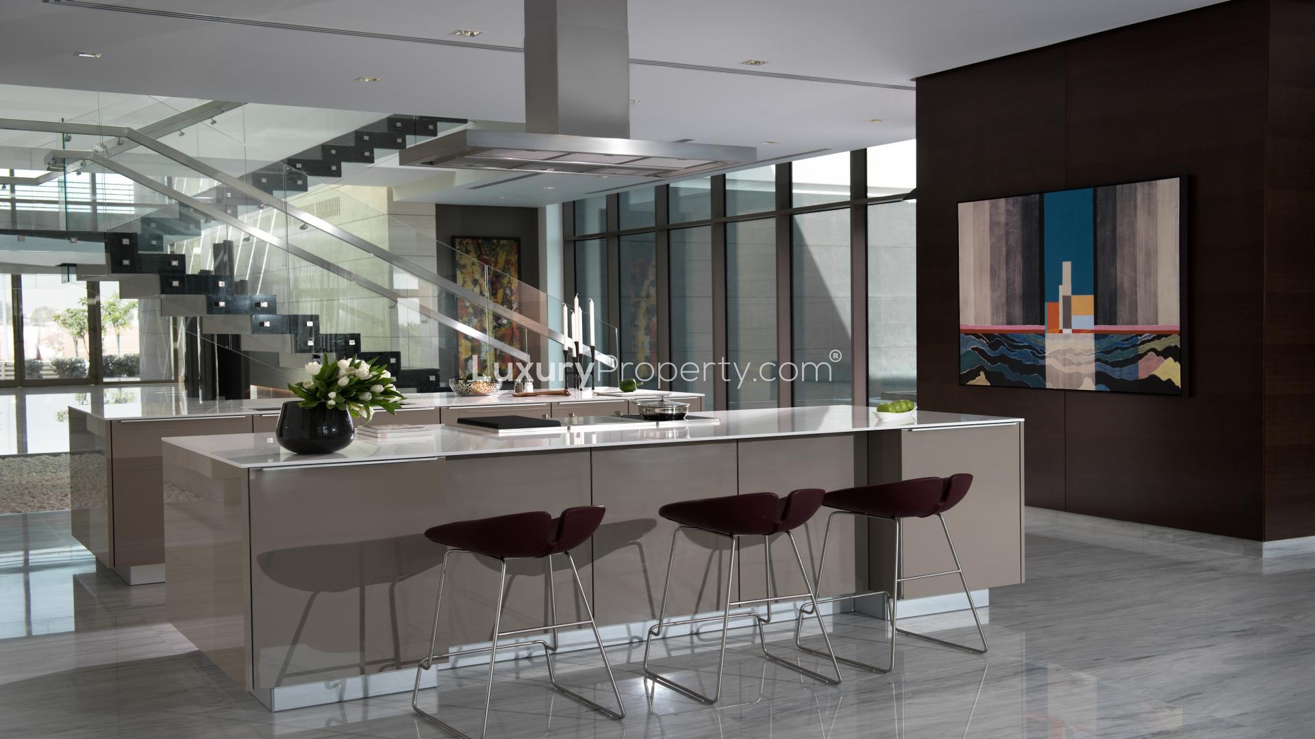 Luxurious living room in District One townhouse, Mohammed Bin Rashid City, for sale