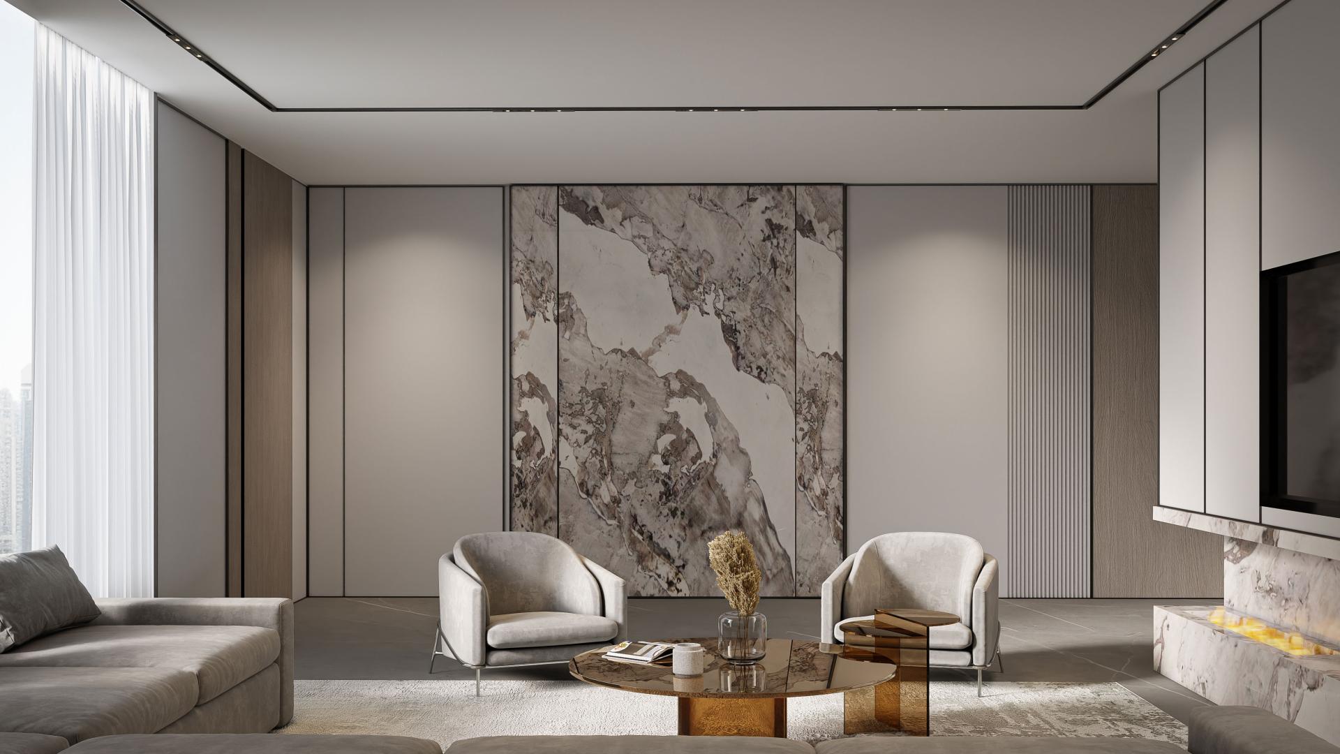 Modern townhouse exterior in Marwa Homes 4, Jumeirah Village Circle, for sale